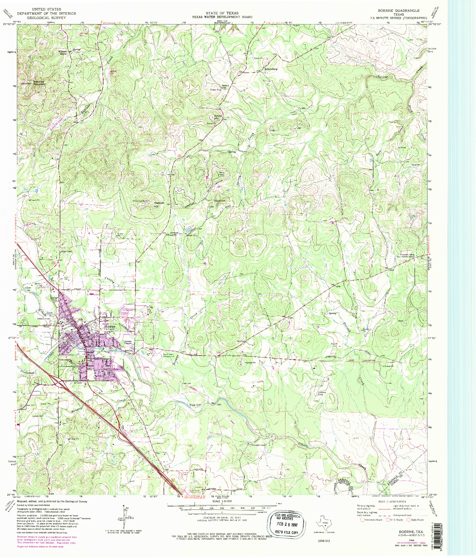 USGS 1:24000-SCALE QUADRANGLE FOR BOERNE, TX 1964