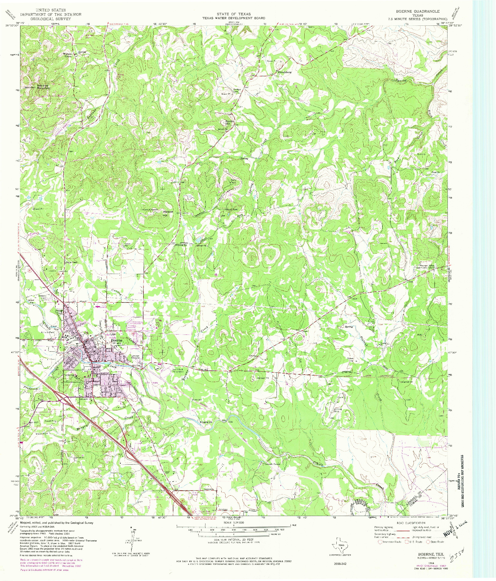 USGS 1:24000-SCALE QUADRANGLE FOR BOERNE, TX 1964