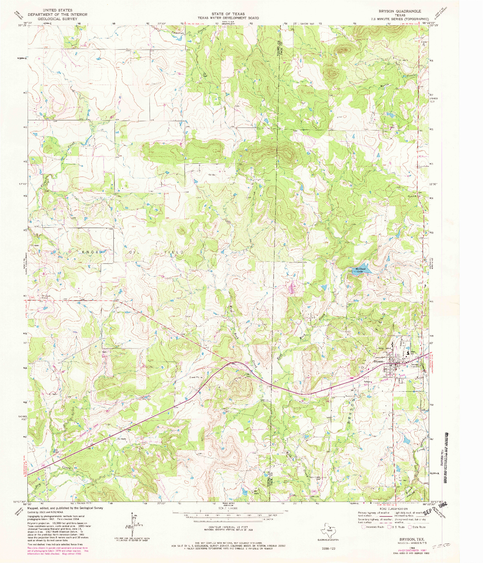 USGS 1:24000-SCALE QUADRANGLE FOR BRYSON, TX 1964