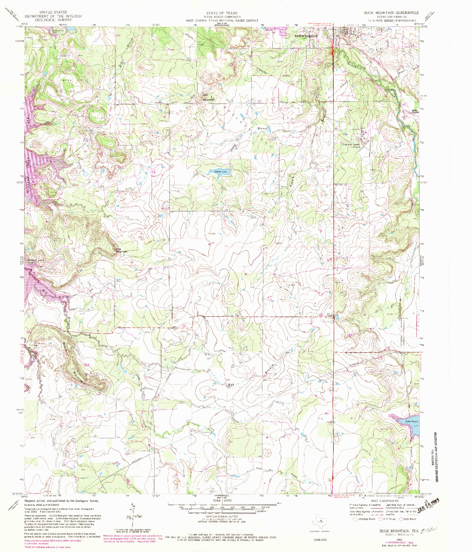 USGS 1:24000-SCALE QUADRANGLE FOR BUCK MOUNTAIN, TX 1961