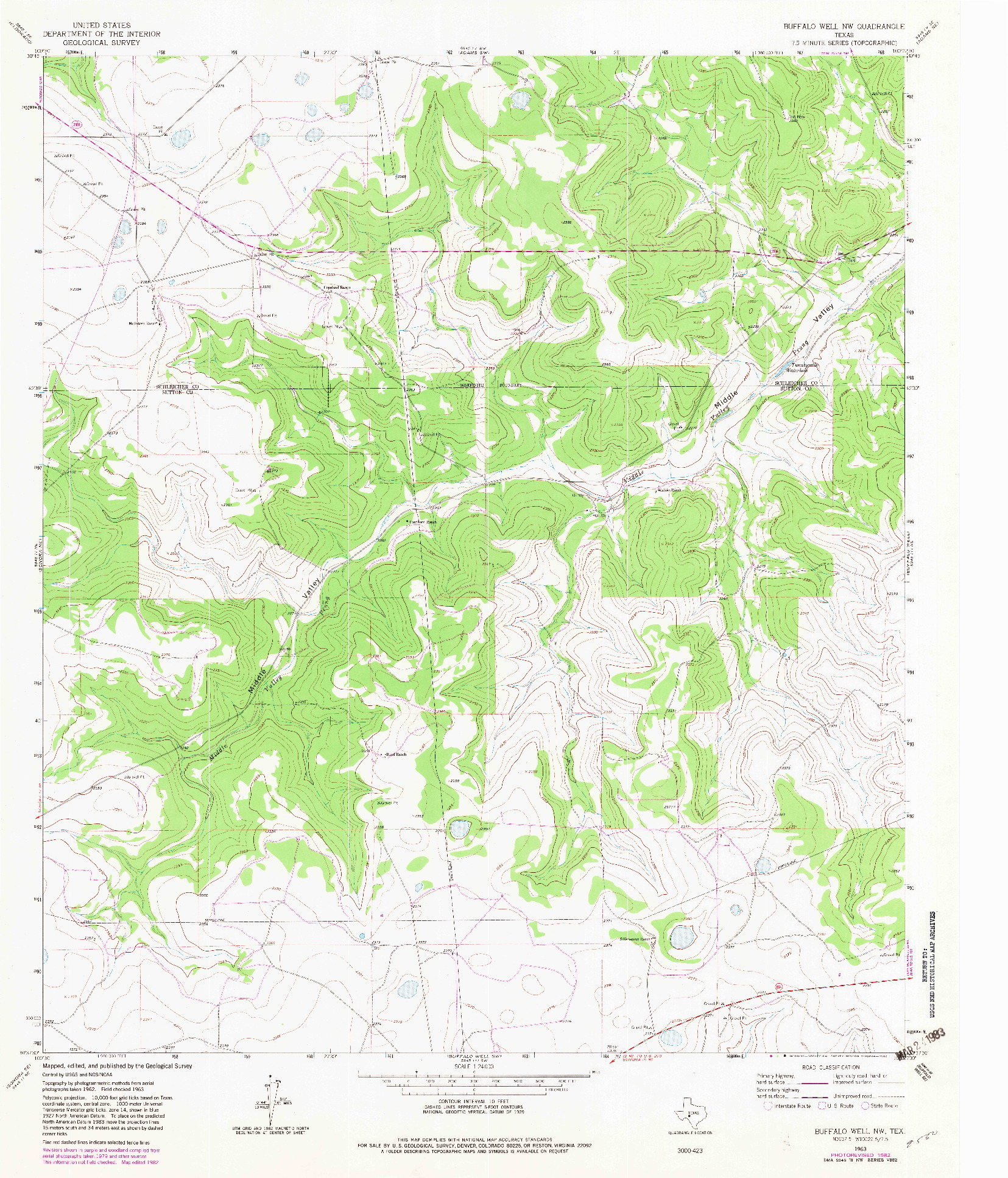 USGS 1:24000-SCALE QUADRANGLE FOR BUFFALO WELL NW, TX 1963