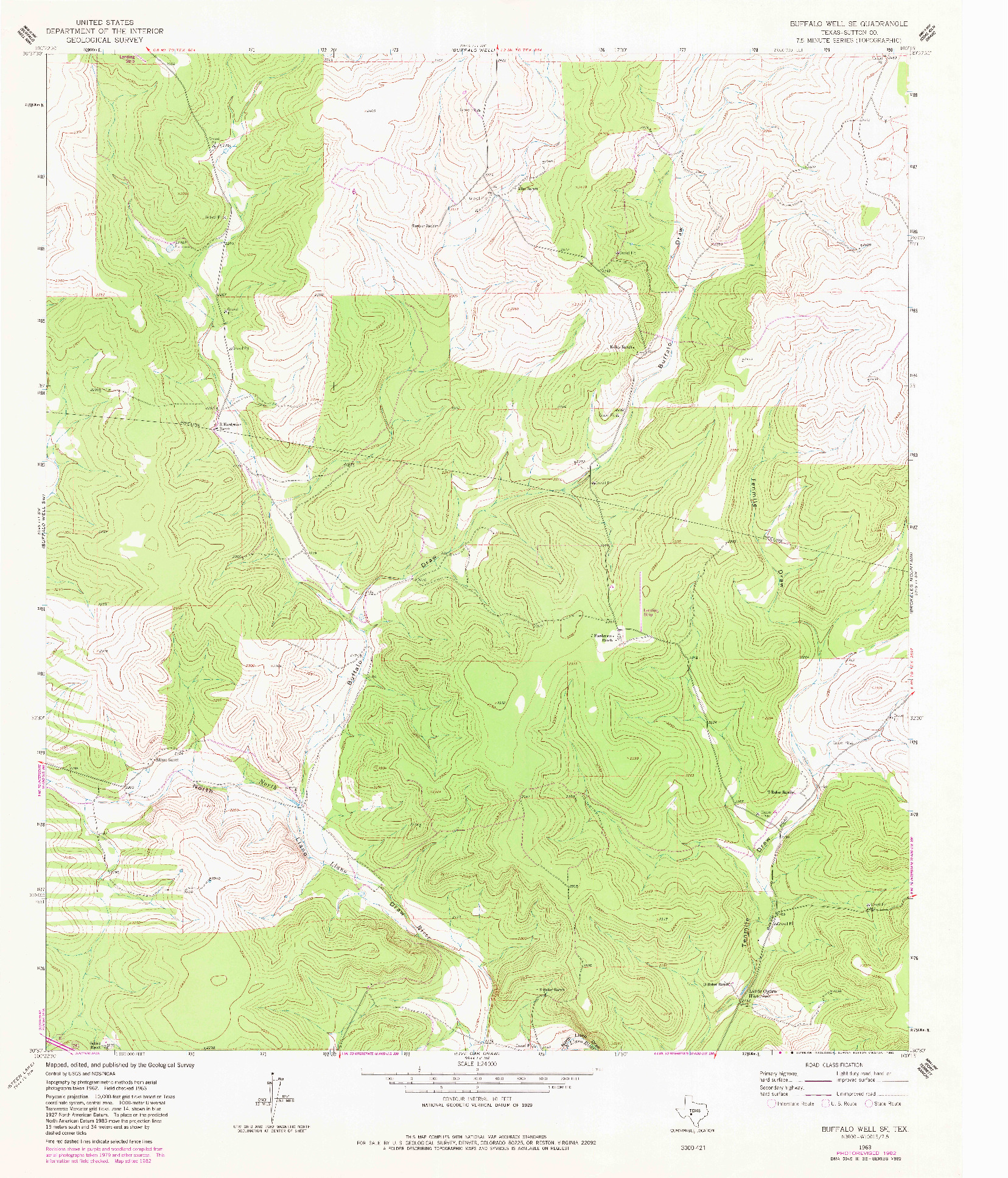 USGS 1:24000-SCALE QUADRANGLE FOR BUFFALO WELL SE, TX 1963