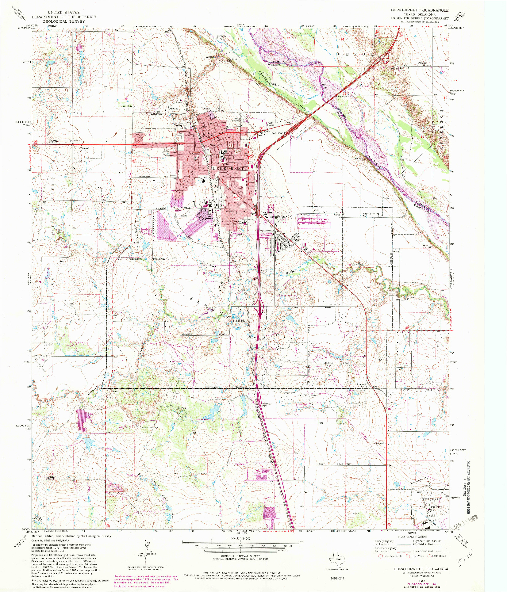 USGS 1:24000-SCALE QUADRANGLE FOR BURKBURNETT, TX 1972