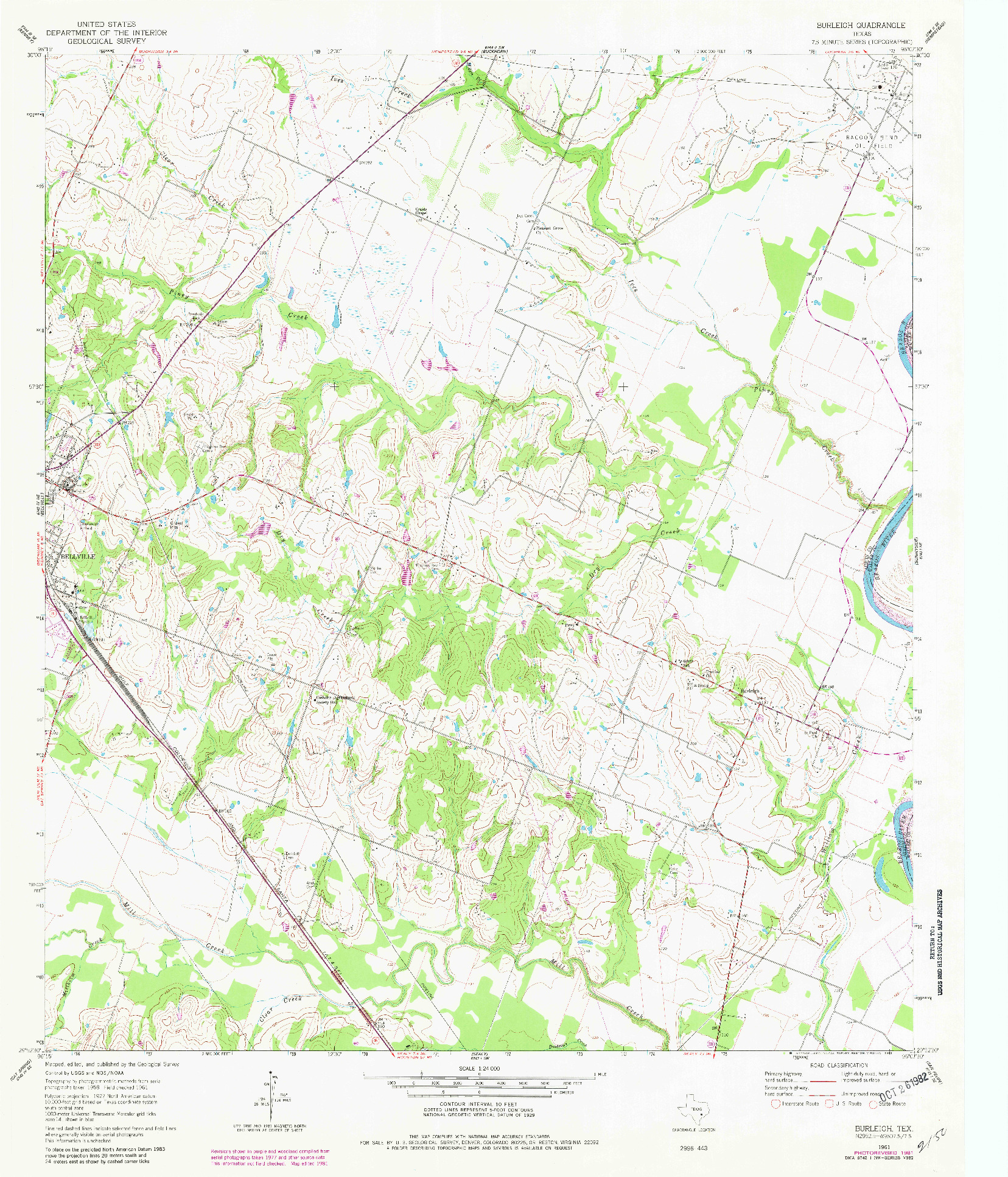 USGS 1:24000-SCALE QUADRANGLE FOR BURLEIGH, TX 1961