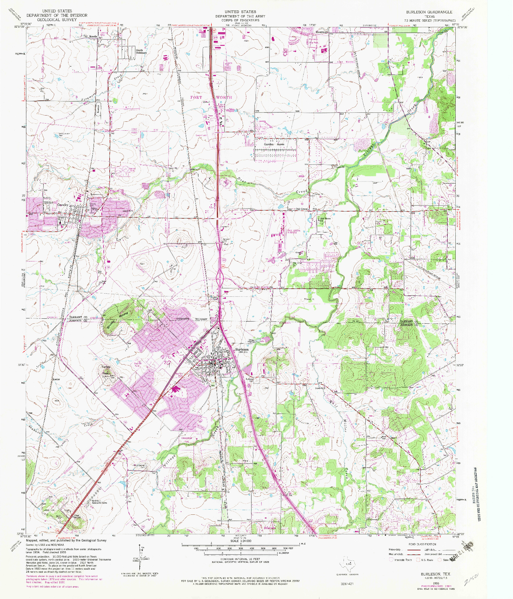 USGS 1:24000-SCALE QUADRANGLE FOR BURLESON, TX 1955