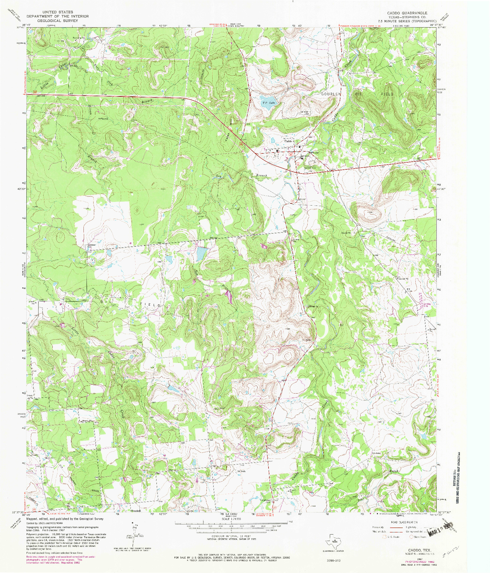 USGS 1:24000-SCALE QUADRANGLE FOR CADDO, TX 1967