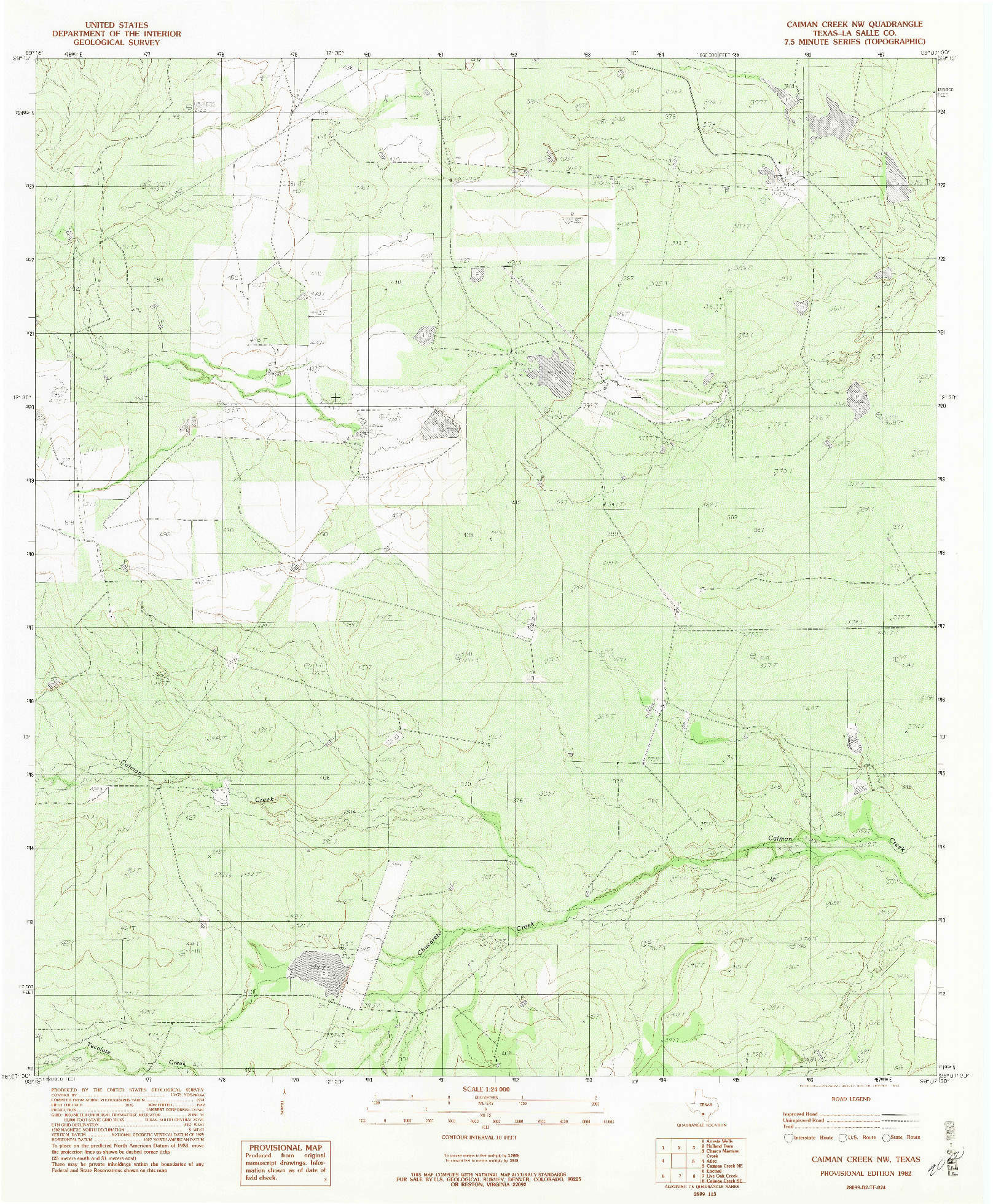 USGS 1:24000-SCALE QUADRANGLE FOR CAIMAN CREEK NW, TX 1982