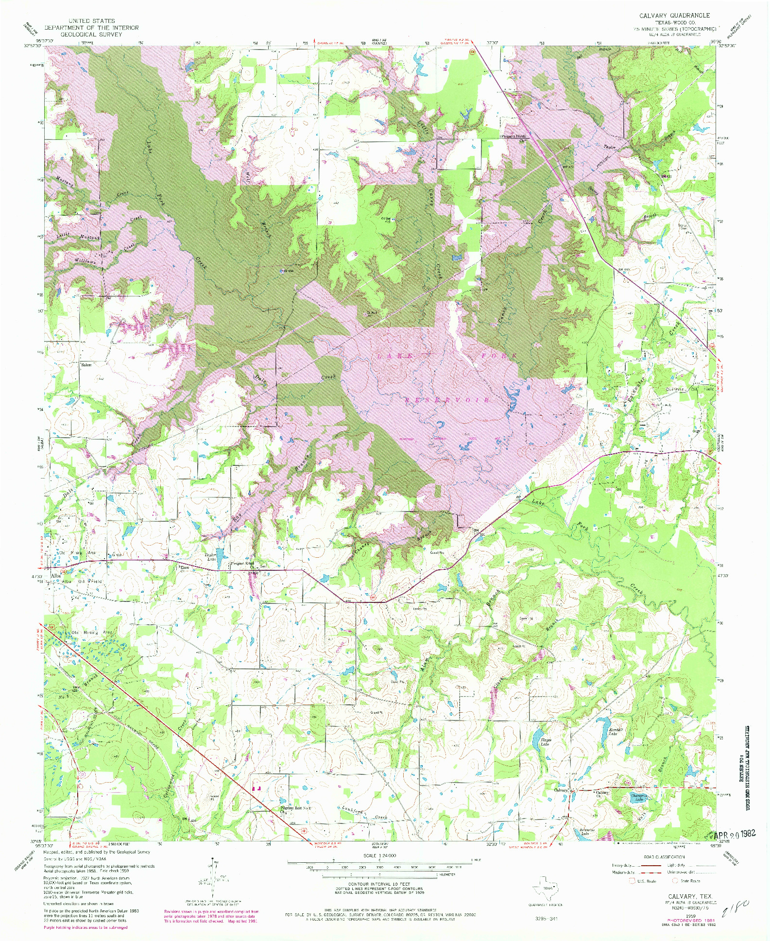 USGS 1:24000-SCALE QUADRANGLE FOR CALVARY, TX 1959