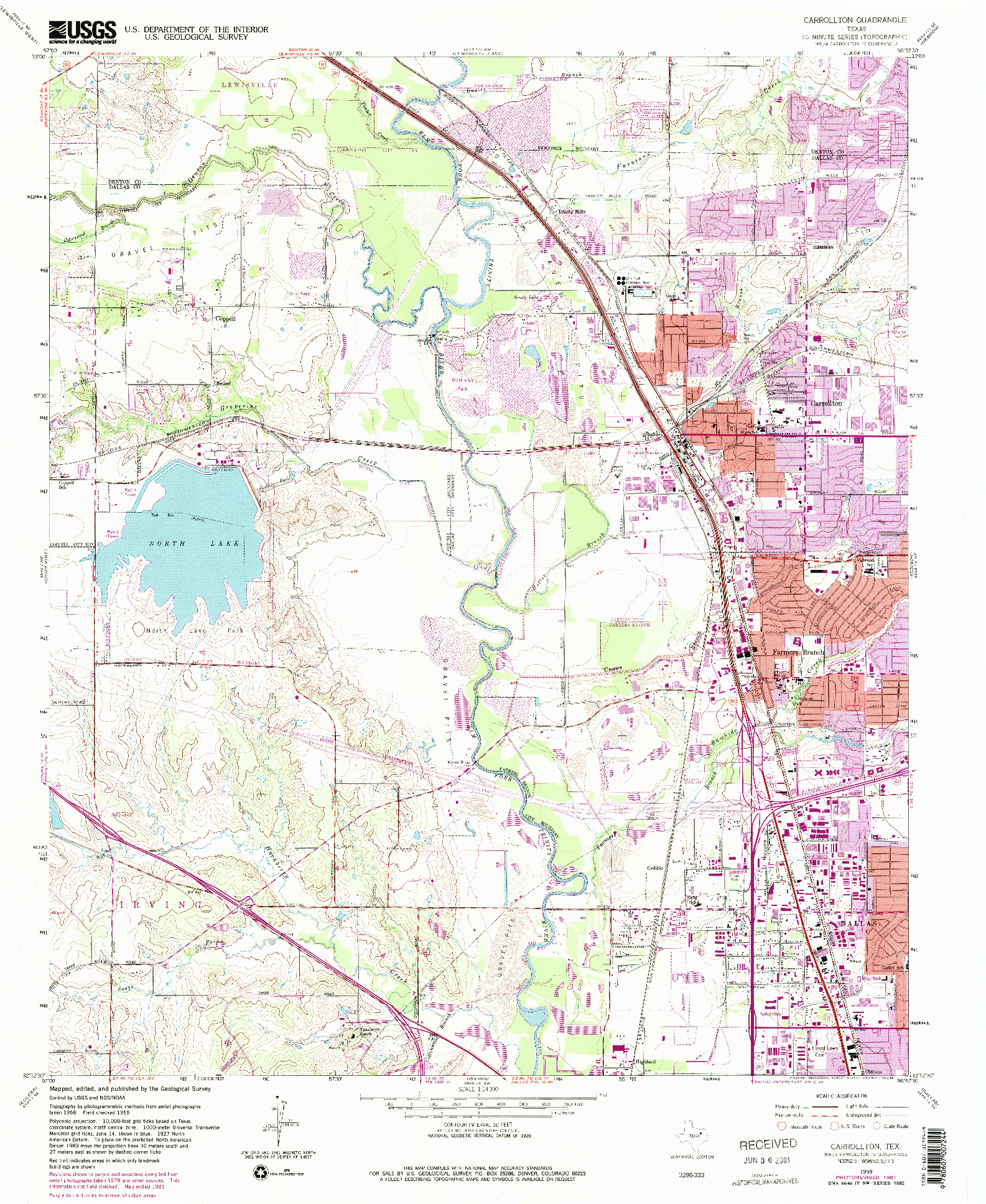 USGS 1:24000-SCALE QUADRANGLE FOR CARROLLTON, TX 1959