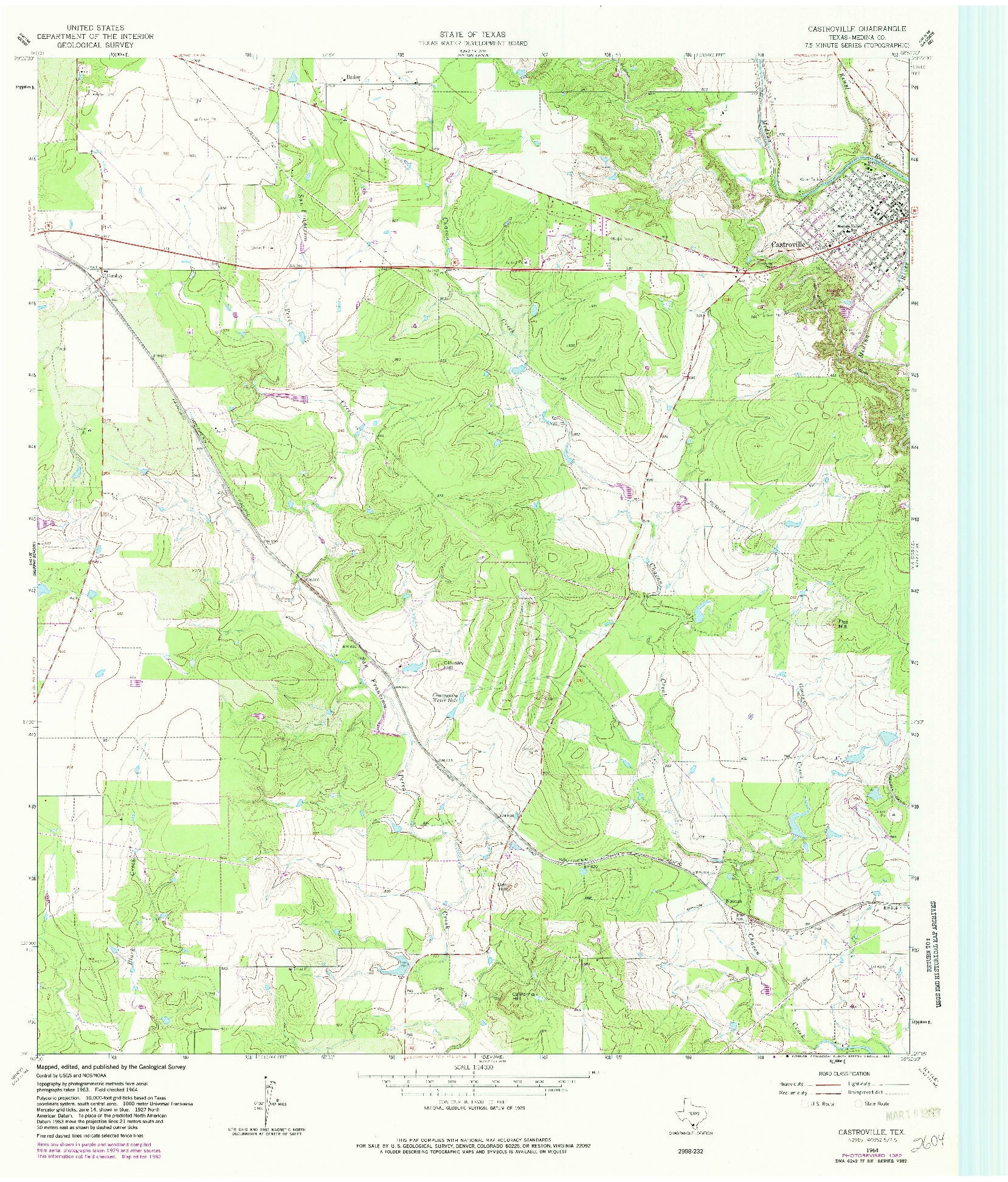 USGS 1:24000-SCALE QUADRANGLE FOR CASTROVILLE, TX 1964