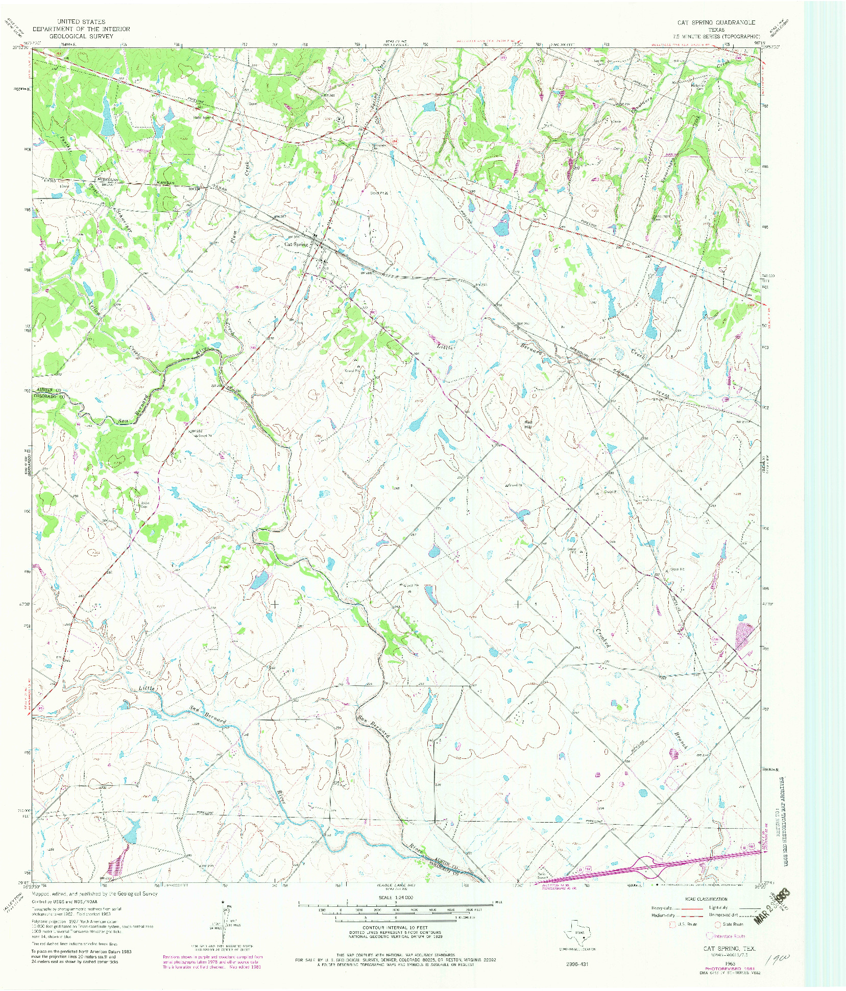 USGS 1:24000-SCALE QUADRANGLE FOR CAT SPRING, TX 1963