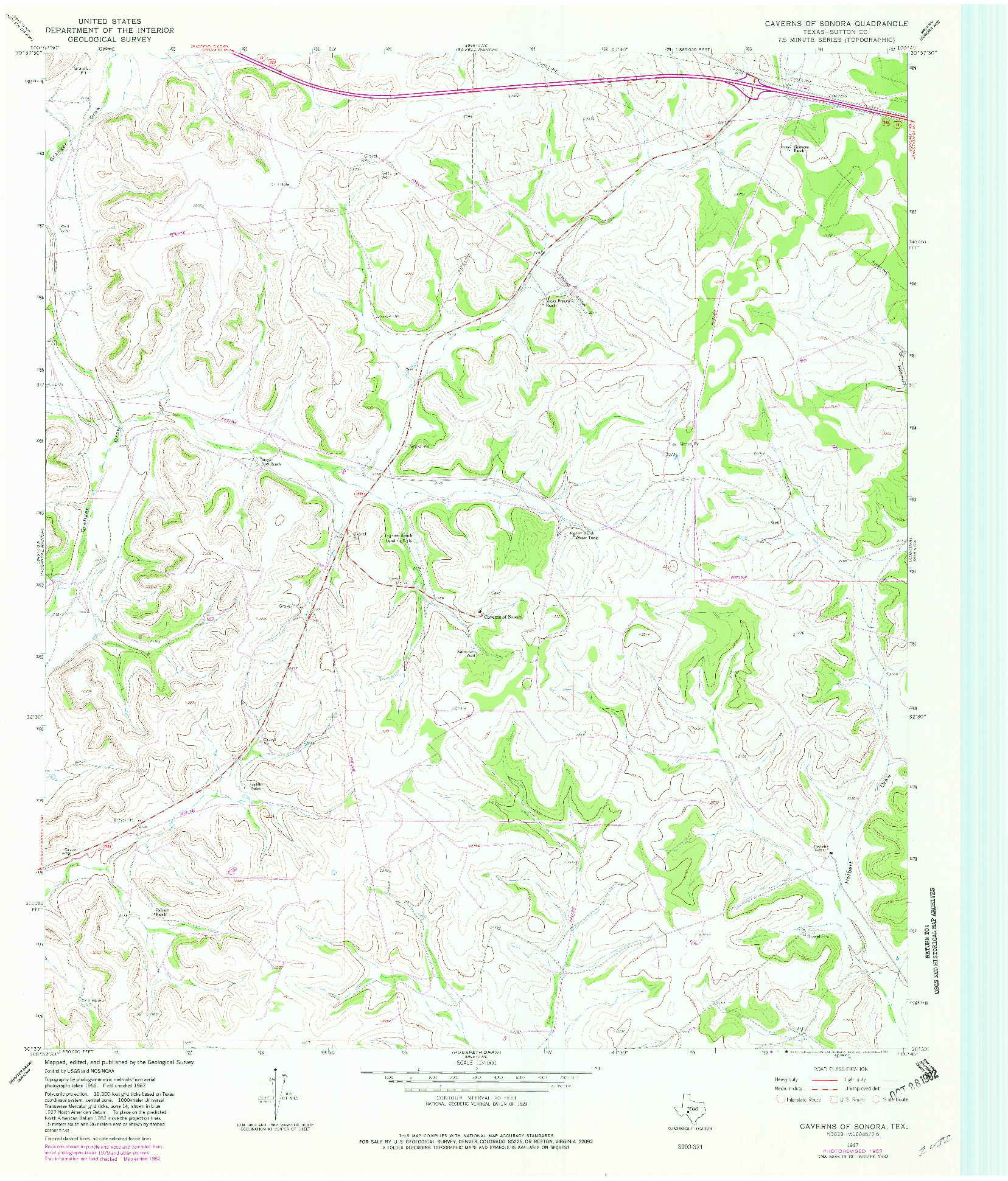 USGS 1:24000-SCALE QUADRANGLE FOR CAVERNS OF SONORA, TX 1967