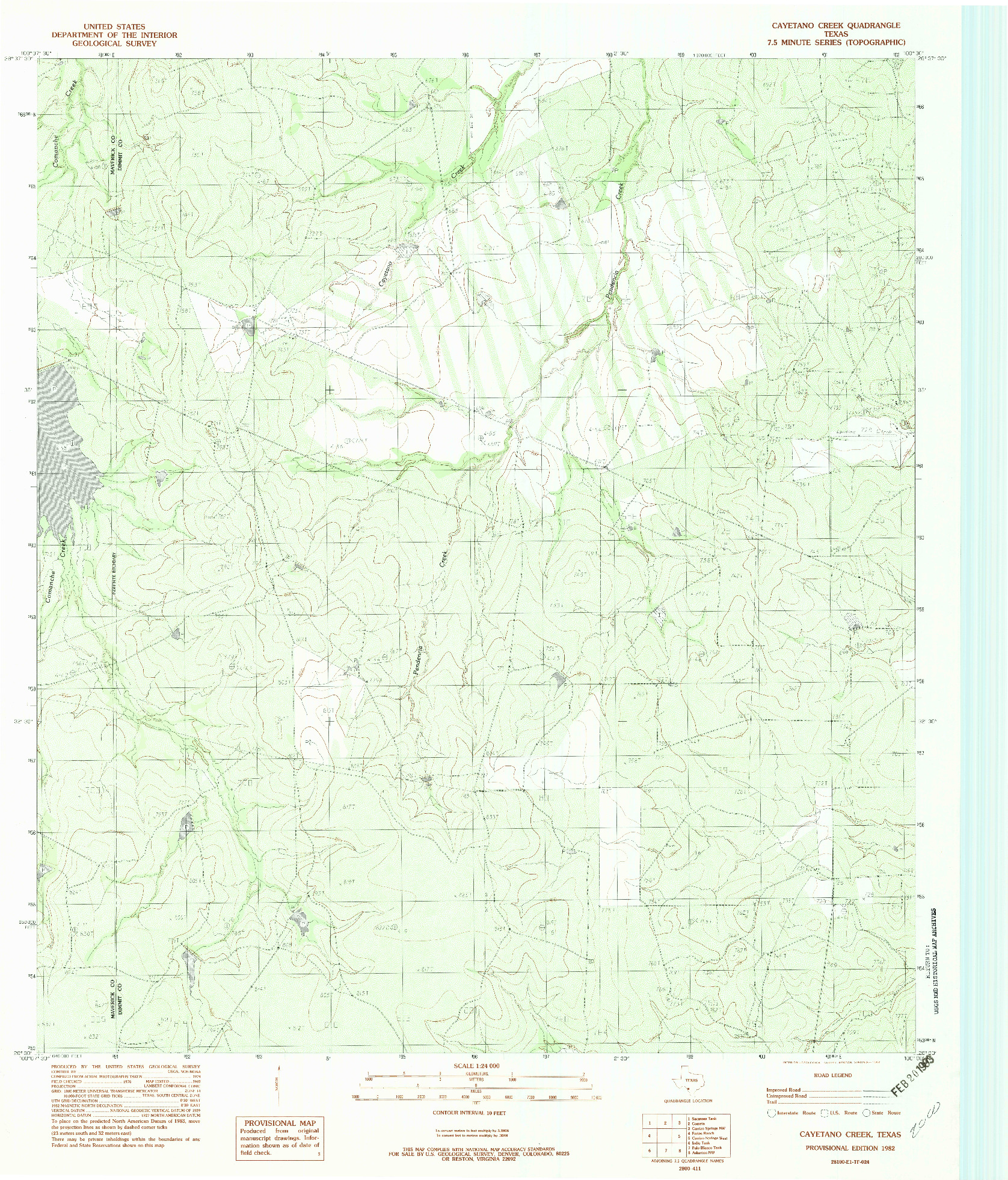 USGS 1:24000-SCALE QUADRANGLE FOR CAYETANO CREEK, TX 1982