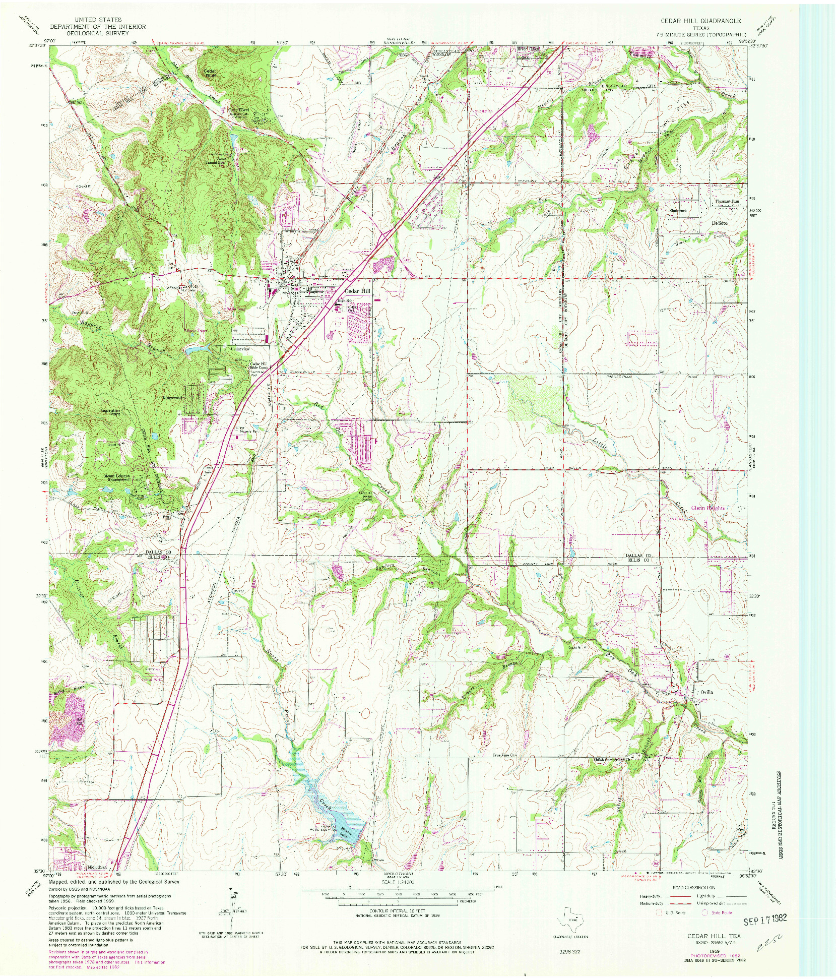 USGS 1:24000-SCALE QUADRANGLE FOR CEDAR HILL, TX 1959