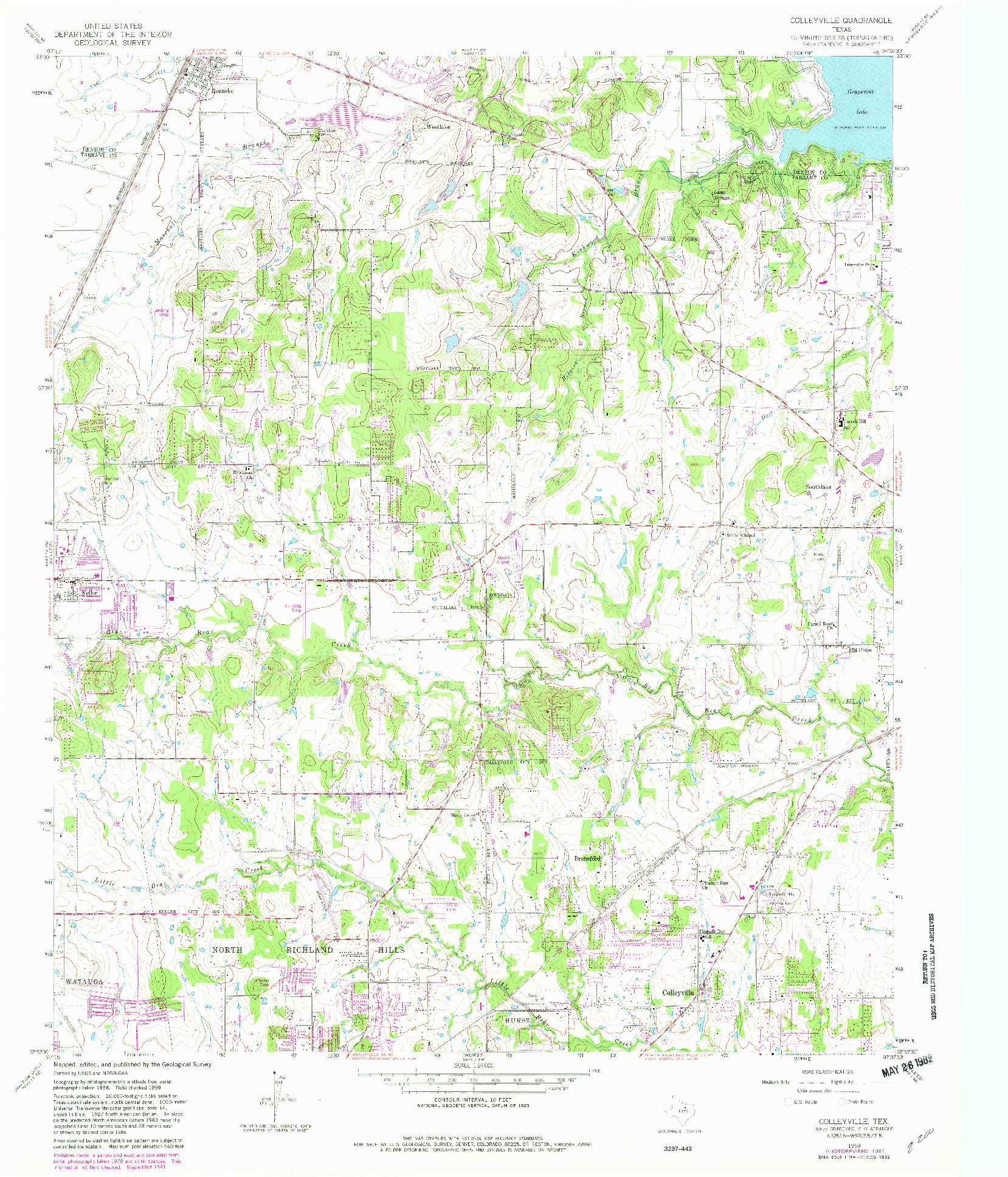 USGS 1:24000-SCALE QUADRANGLE FOR COLLEYVILLE, TX 1959