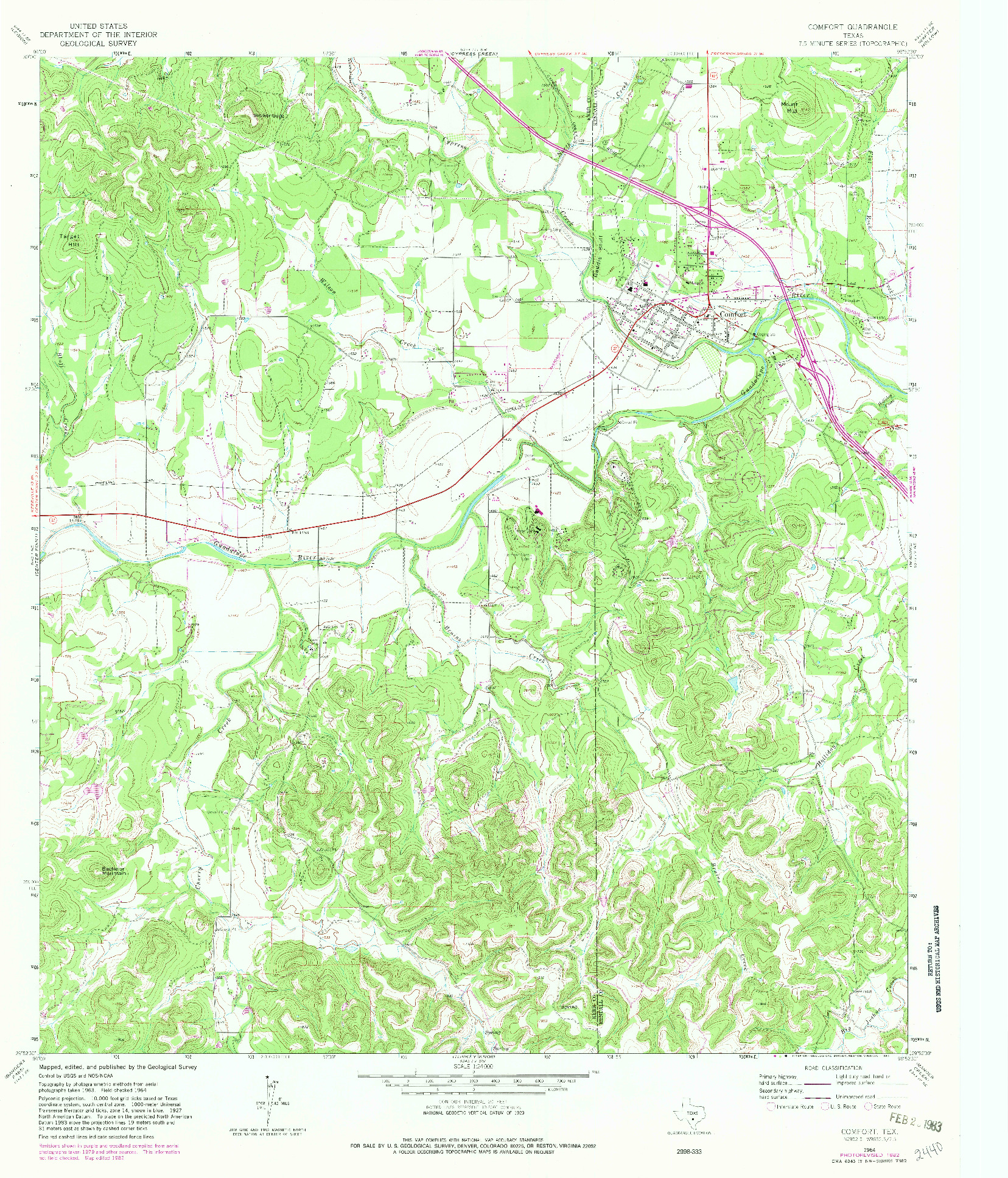 USGS 1:24000-SCALE QUADRANGLE FOR COMFORT, TX 1964