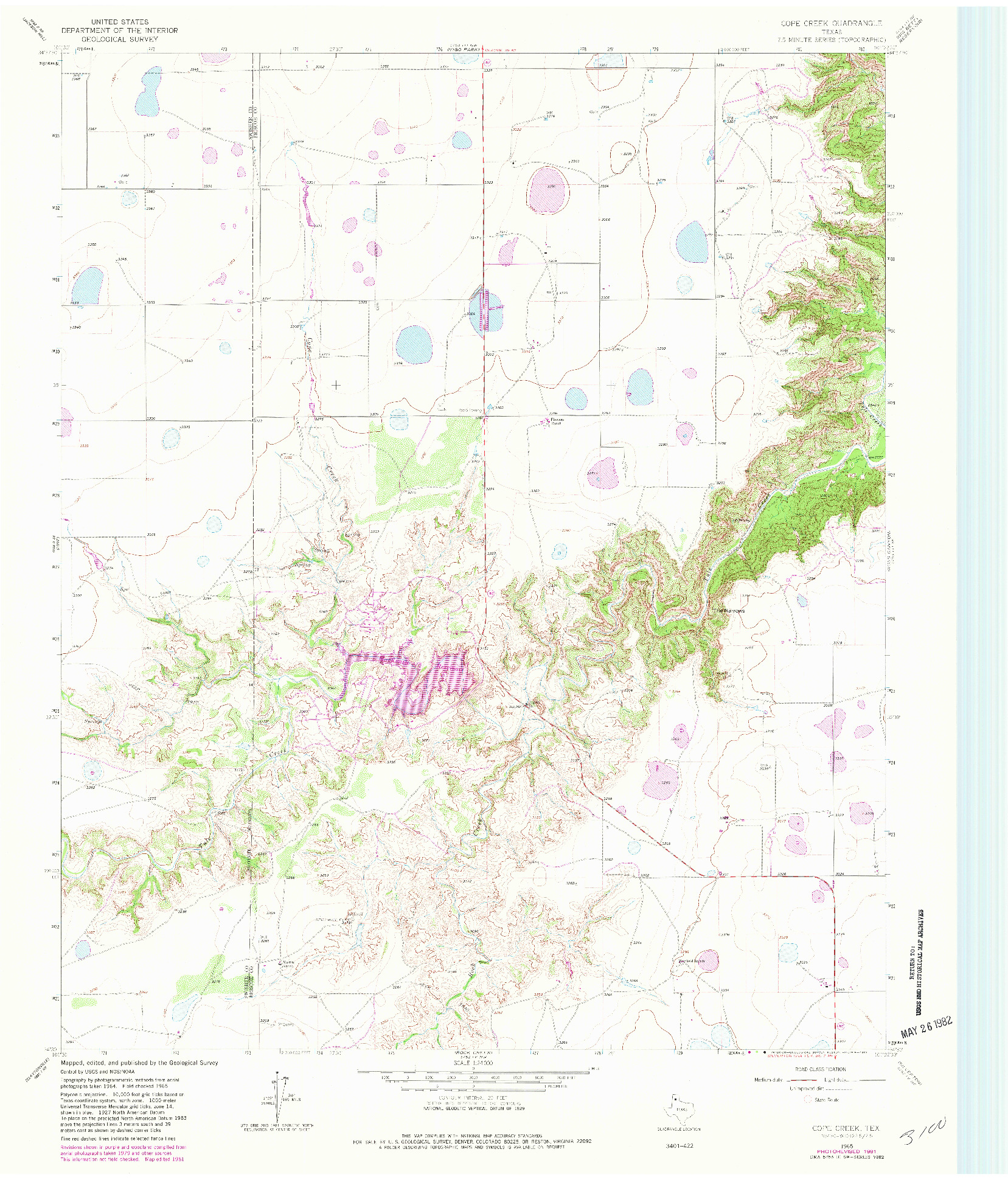 USGS 1:24000-SCALE QUADRANGLE FOR COPE CREEK, TX 1965