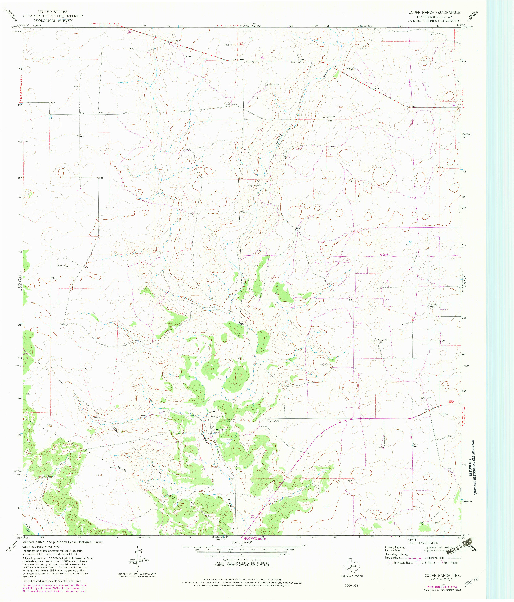 USGS 1:24000-SCALE QUADRANGLE FOR COUPE RANCH, TX 1964