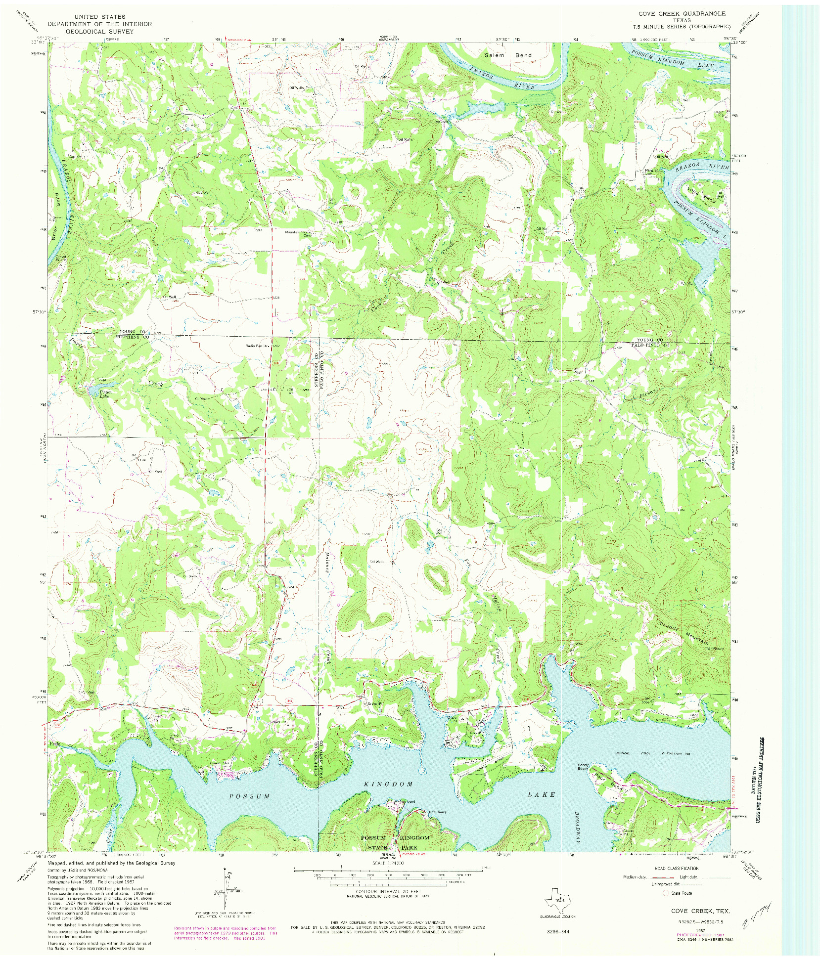 USGS 1:24000-SCALE QUADRANGLE FOR COVE CREEK, TX 1967