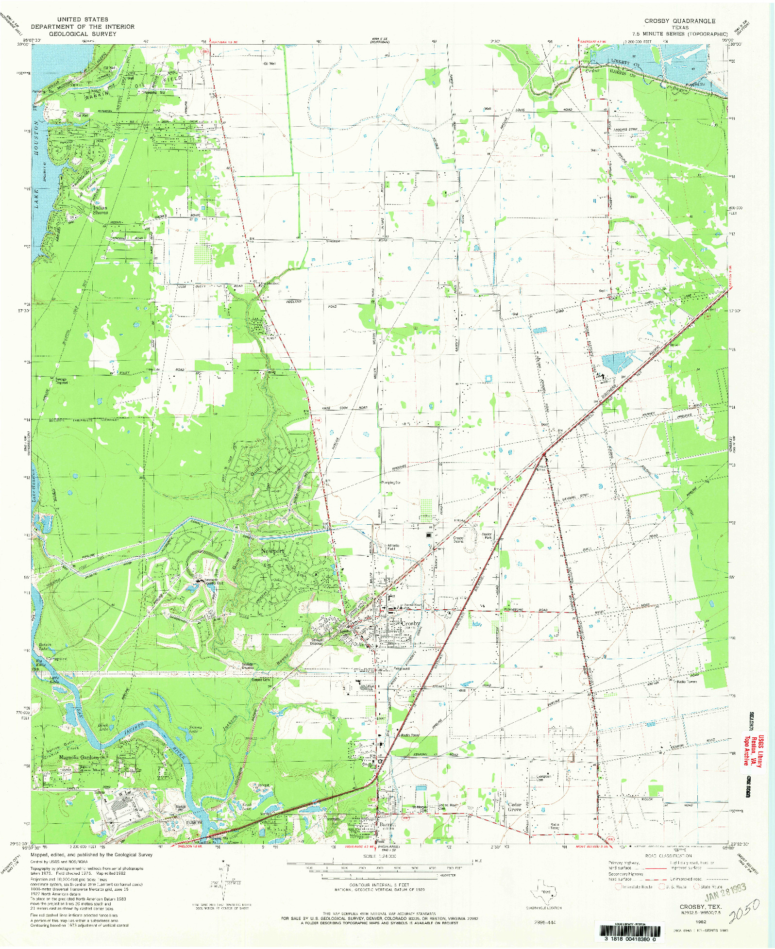 USGS 1:24000-SCALE QUADRANGLE FOR CROSBY, TX 1982