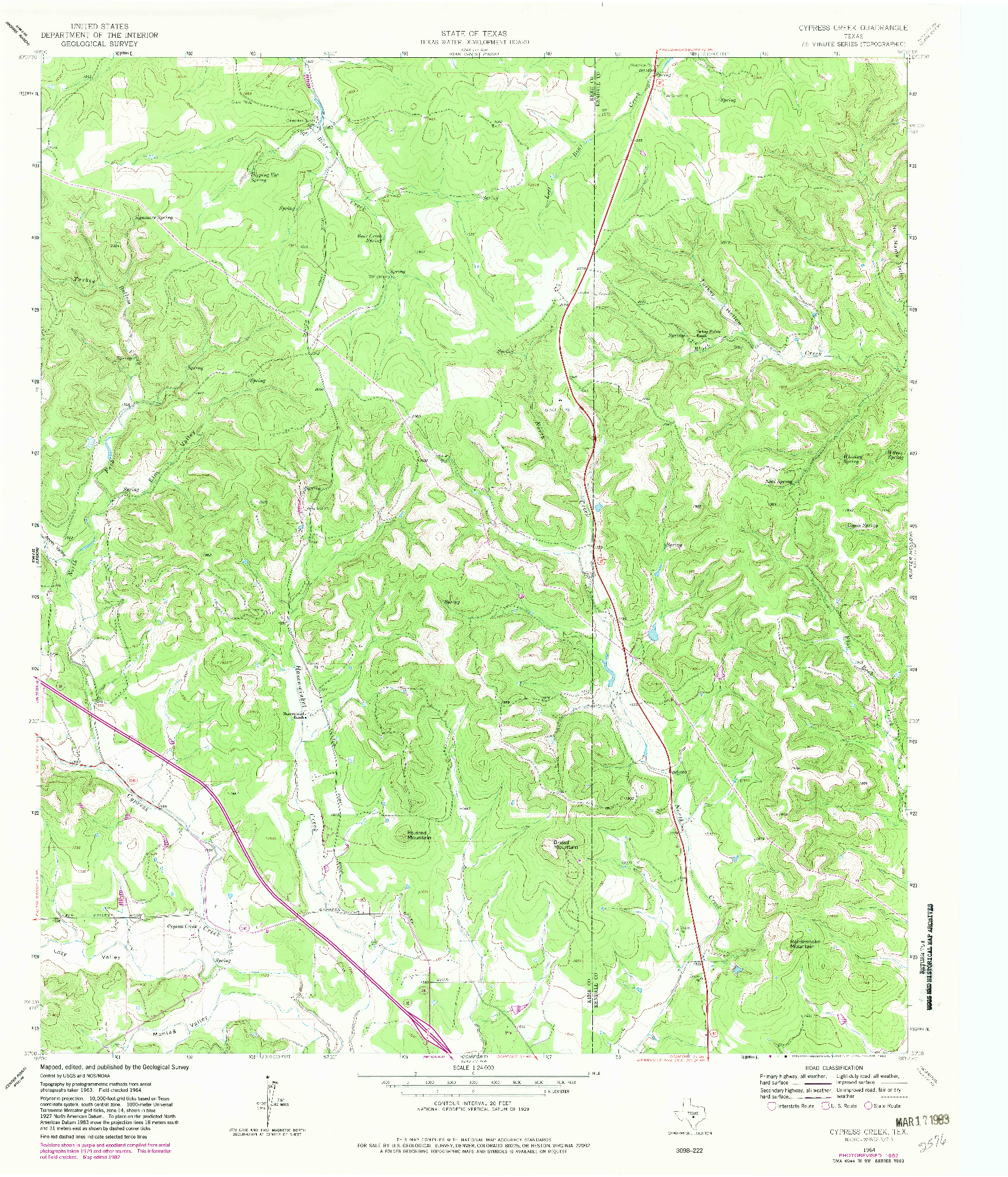 USGS 1:24000-SCALE QUADRANGLE FOR CYPRESS CREEK, TX 1964