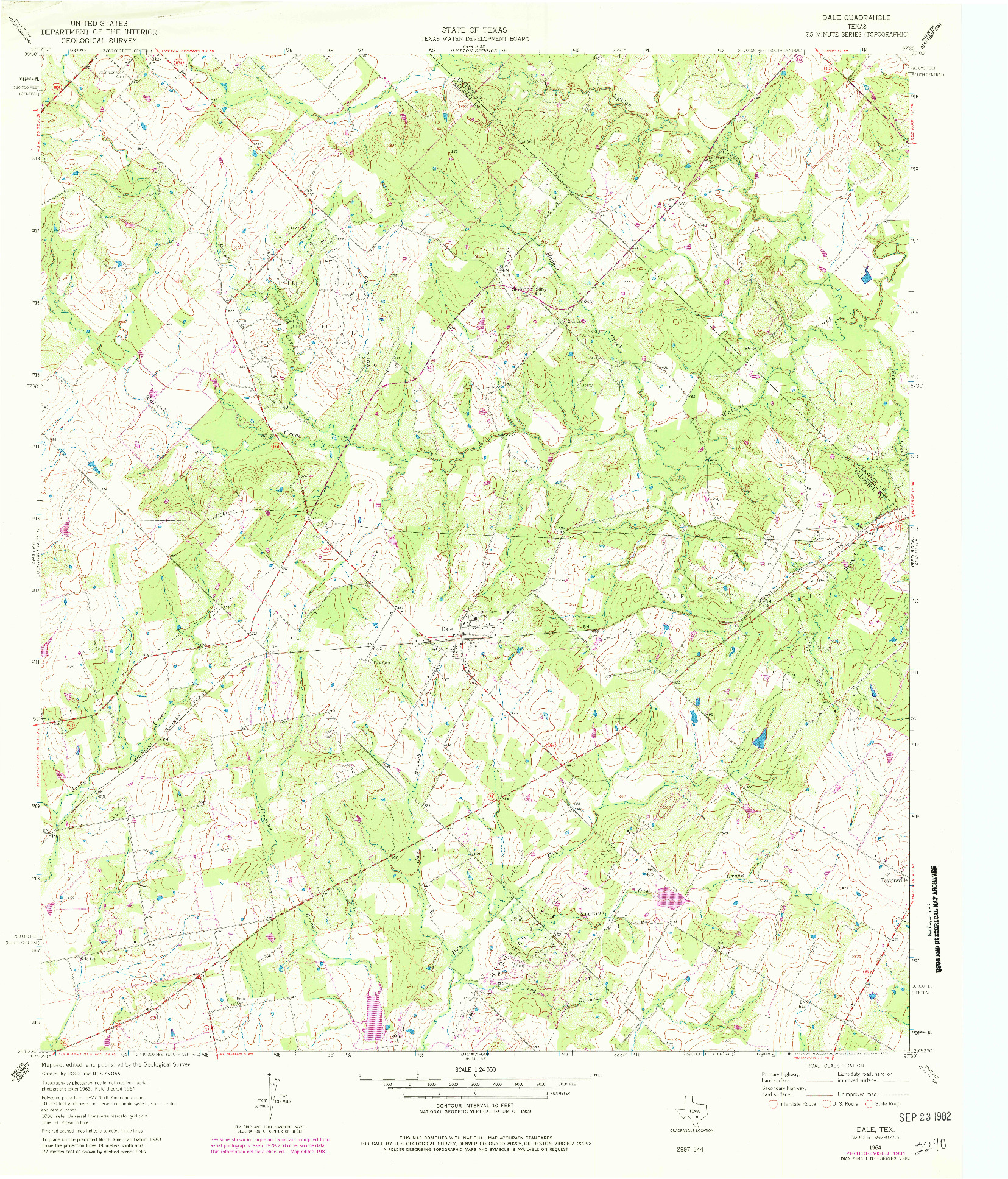 USGS 1:24000-SCALE QUADRANGLE FOR DALE, TX 1964