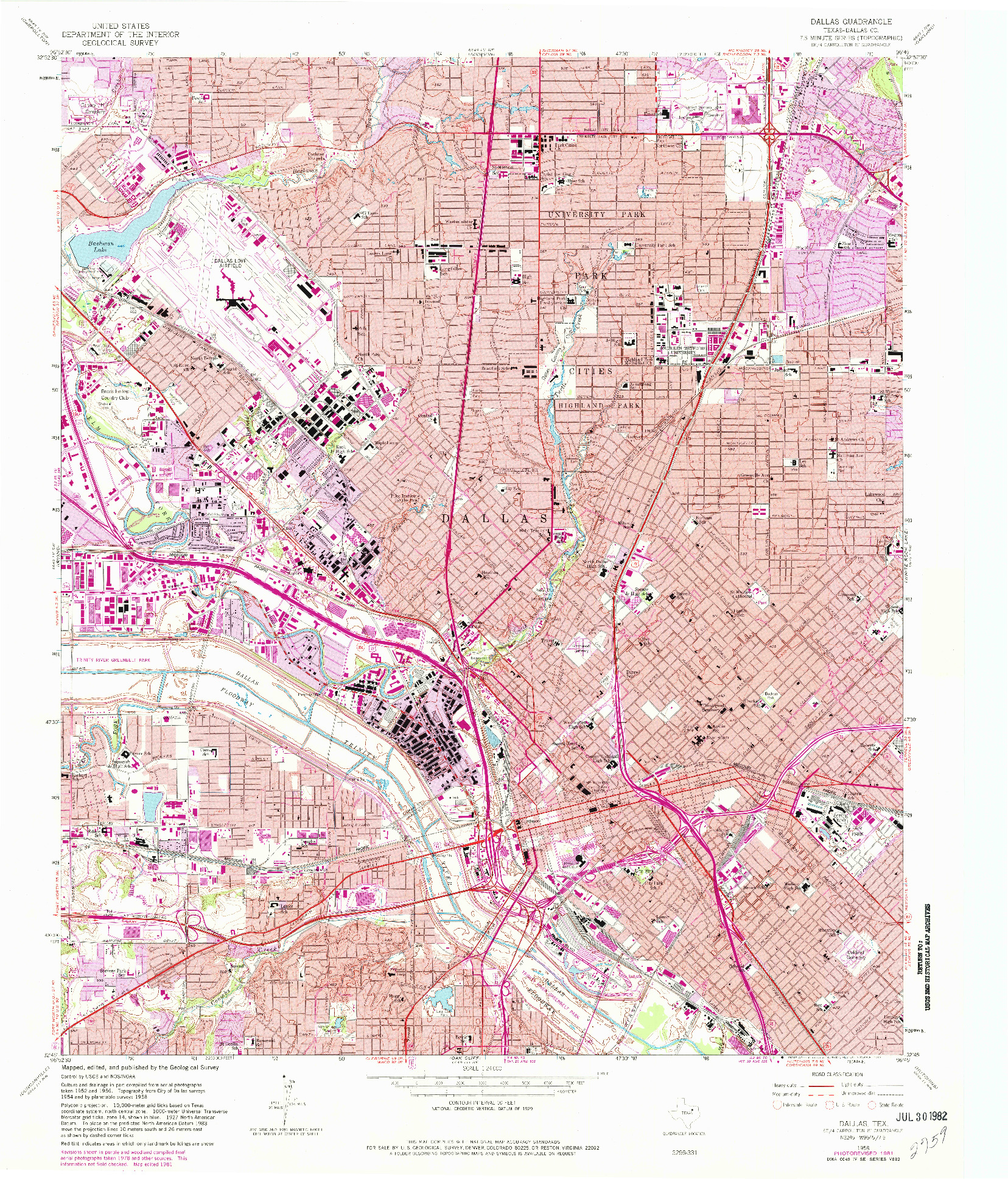 USGS 1:24000-SCALE QUADRANGLE FOR DALLAS, TX 1958