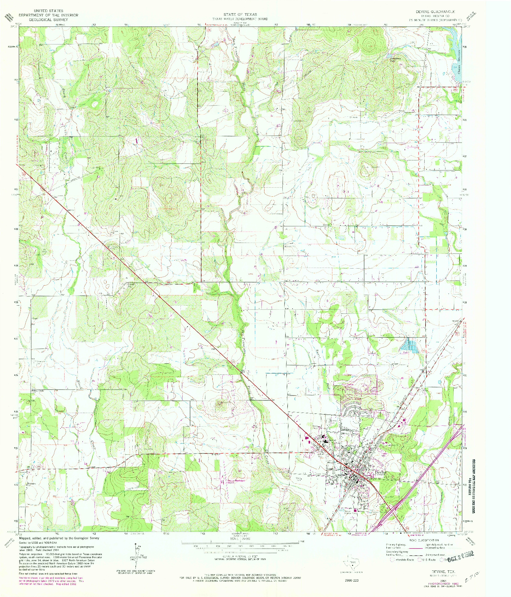 USGS 1:24000-SCALE QUADRANGLE FOR DEVINE, TX 1964