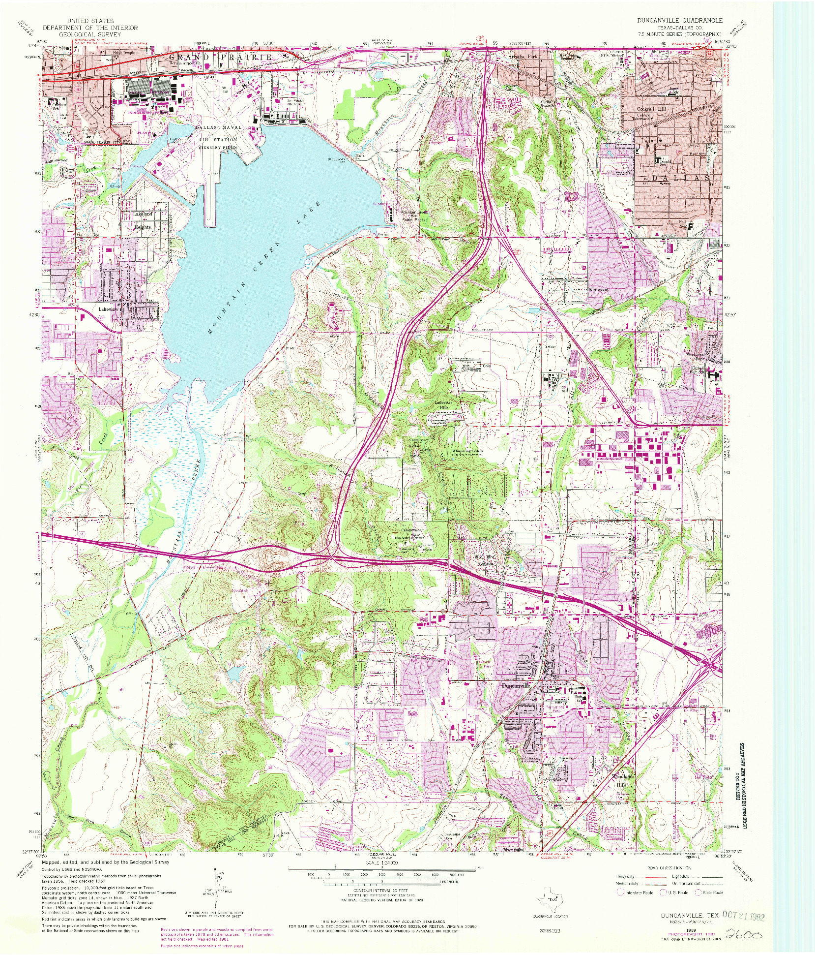 USGS 1:24000-SCALE QUADRANGLE FOR DUNCANVILLE, TX 1959
