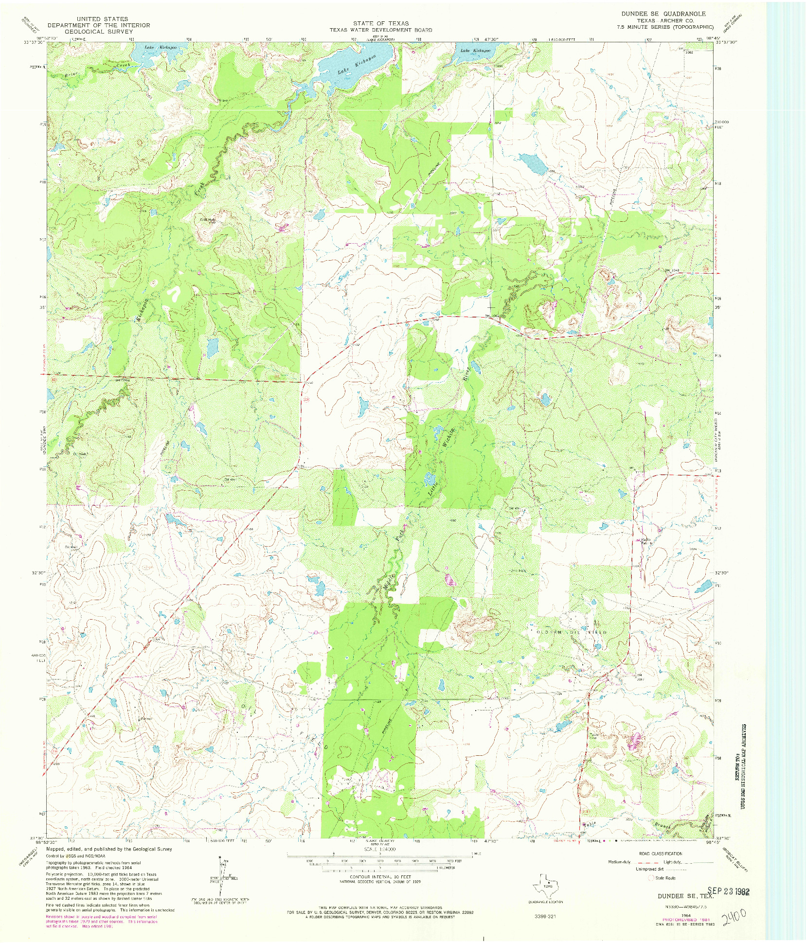 USGS 1:24000-SCALE QUADRANGLE FOR DUNDEE SE, TX 1964