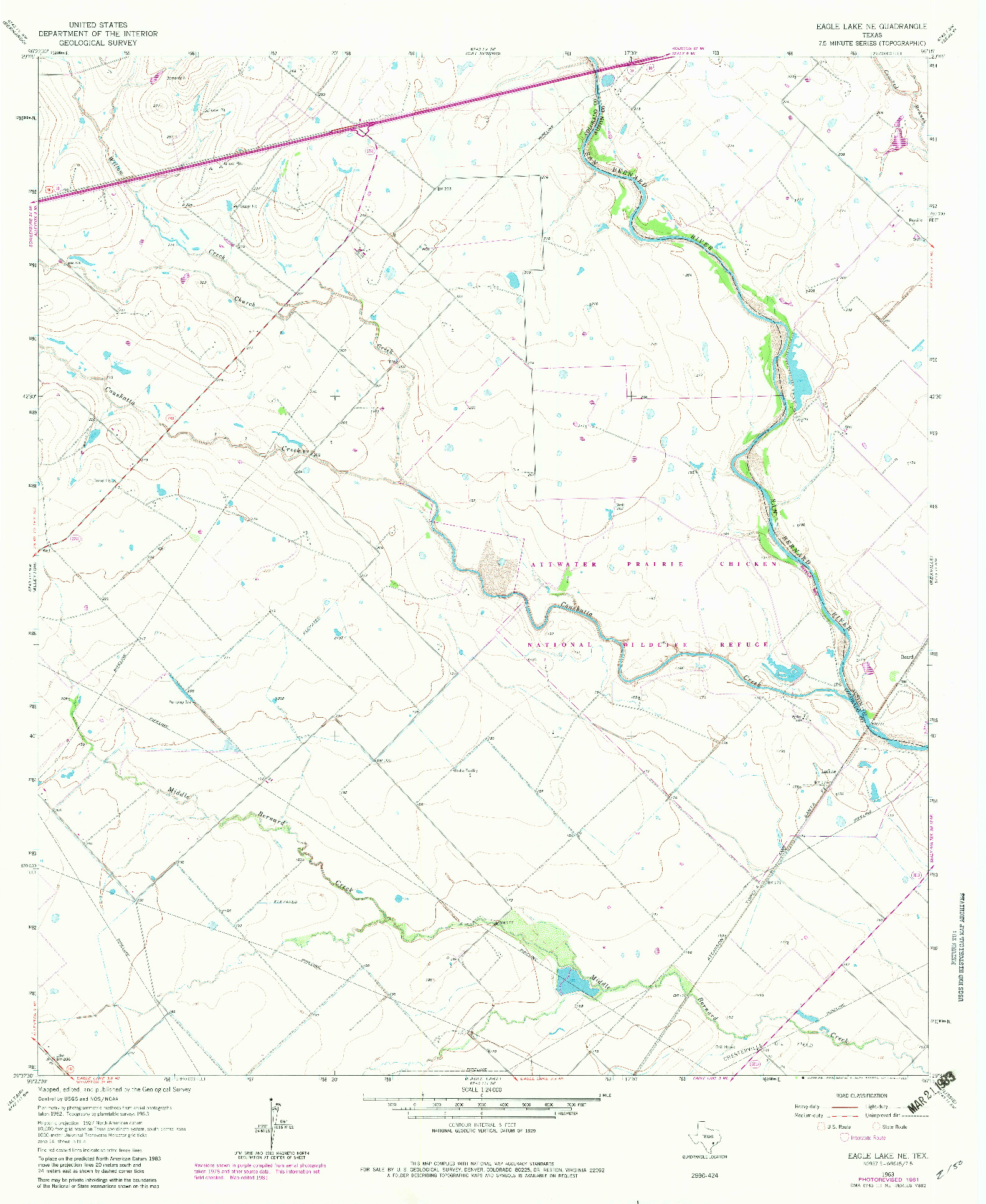 USGS 1:24000-SCALE QUADRANGLE FOR EAGLE LAKE NE, TX 1963