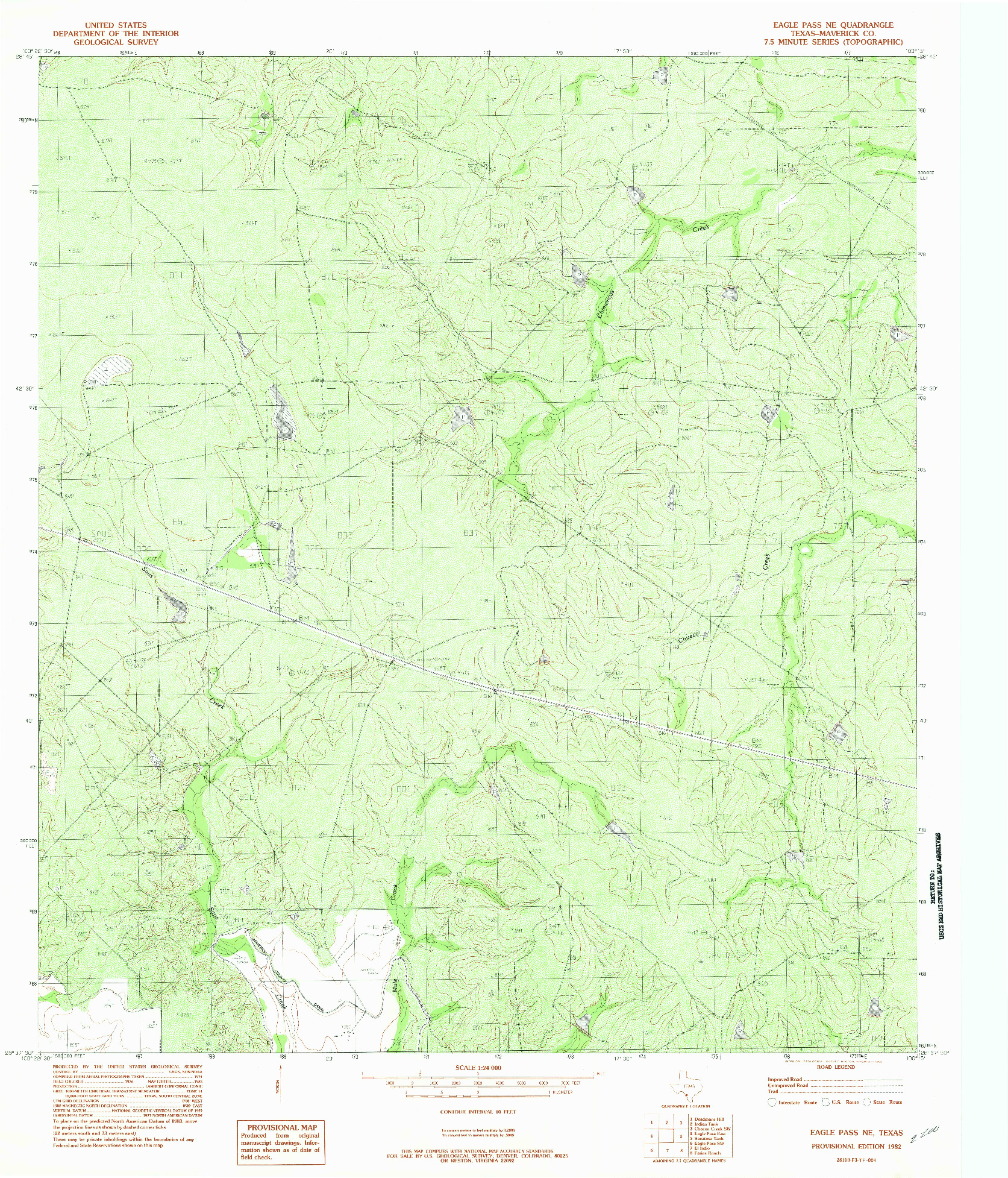 USGS 1:24000-SCALE QUADRANGLE FOR EAGLE PASS NE, TX 1982