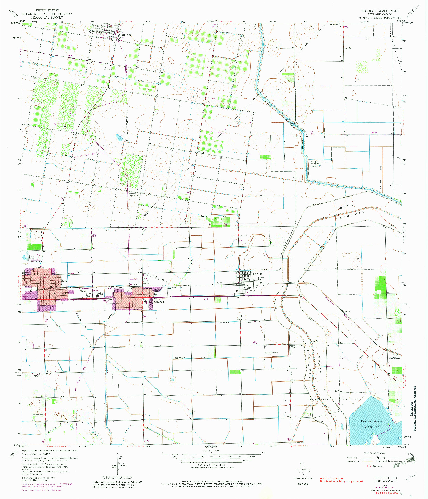 USGS 1:24000-SCALE QUADRANGLE FOR EDCOUCH, TX 1957