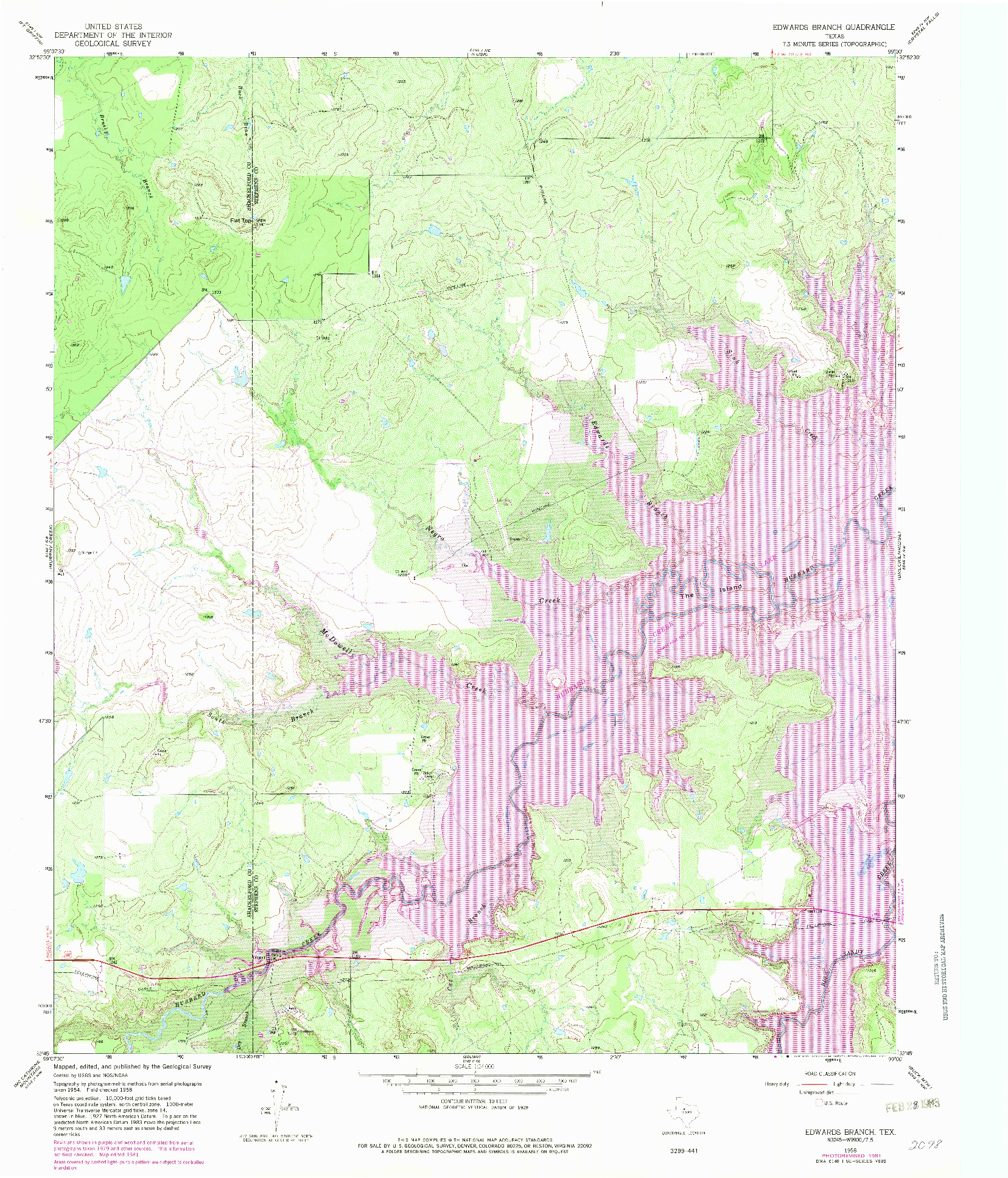 USGS 1:24000-SCALE QUADRANGLE FOR EDWARDS BRANCH, TX 1958