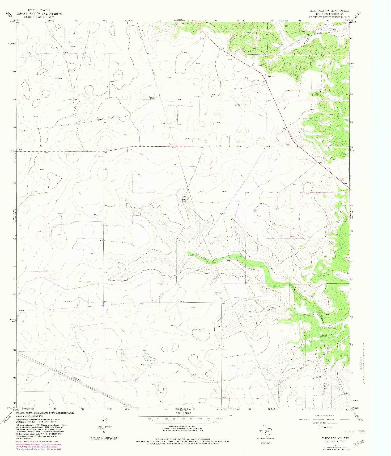 USGS 1:24000-SCALE QUADRANGLE FOR ELDORADO NW, TX 1964