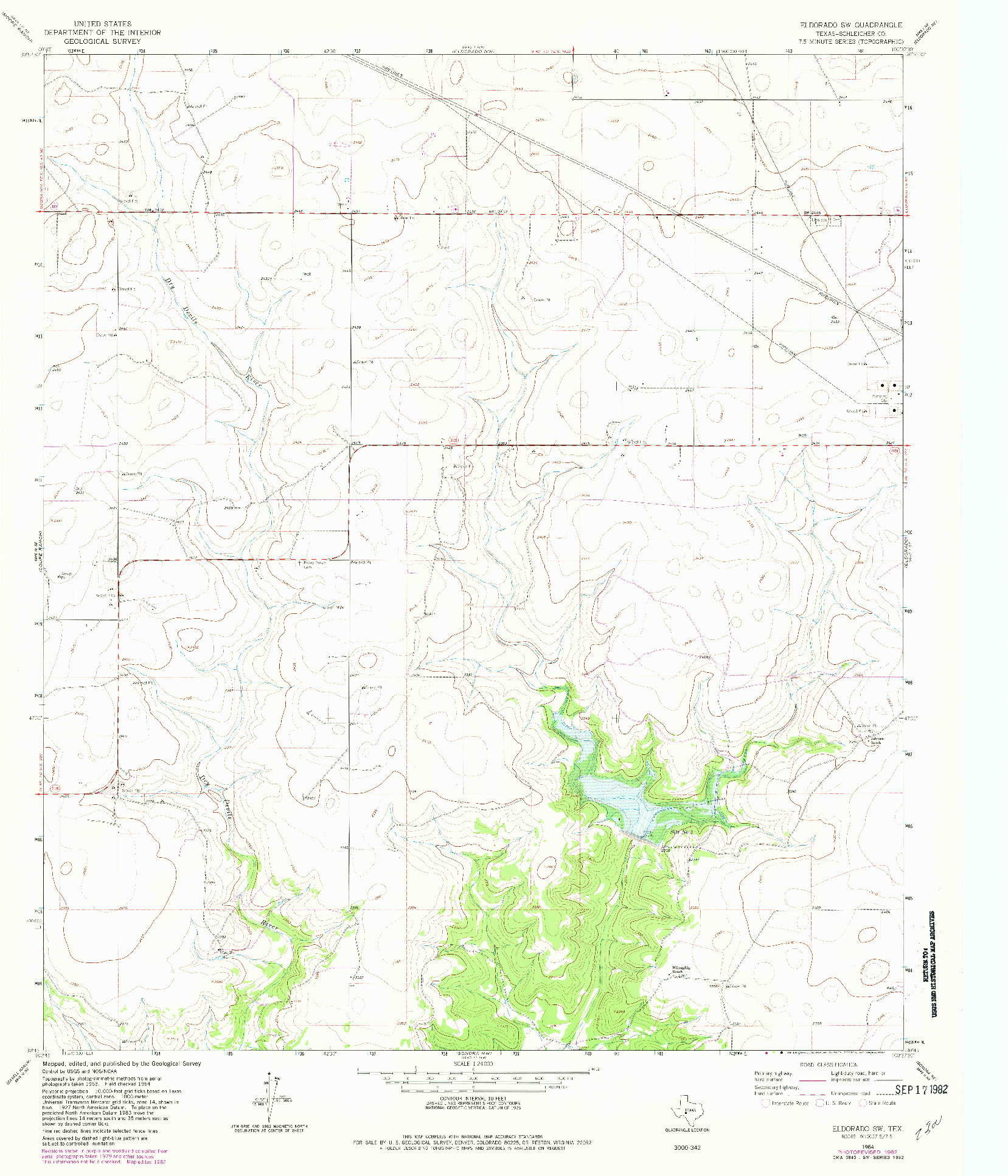 USGS 1:24000-SCALE QUADRANGLE FOR ELDORADO SW, TX 1964