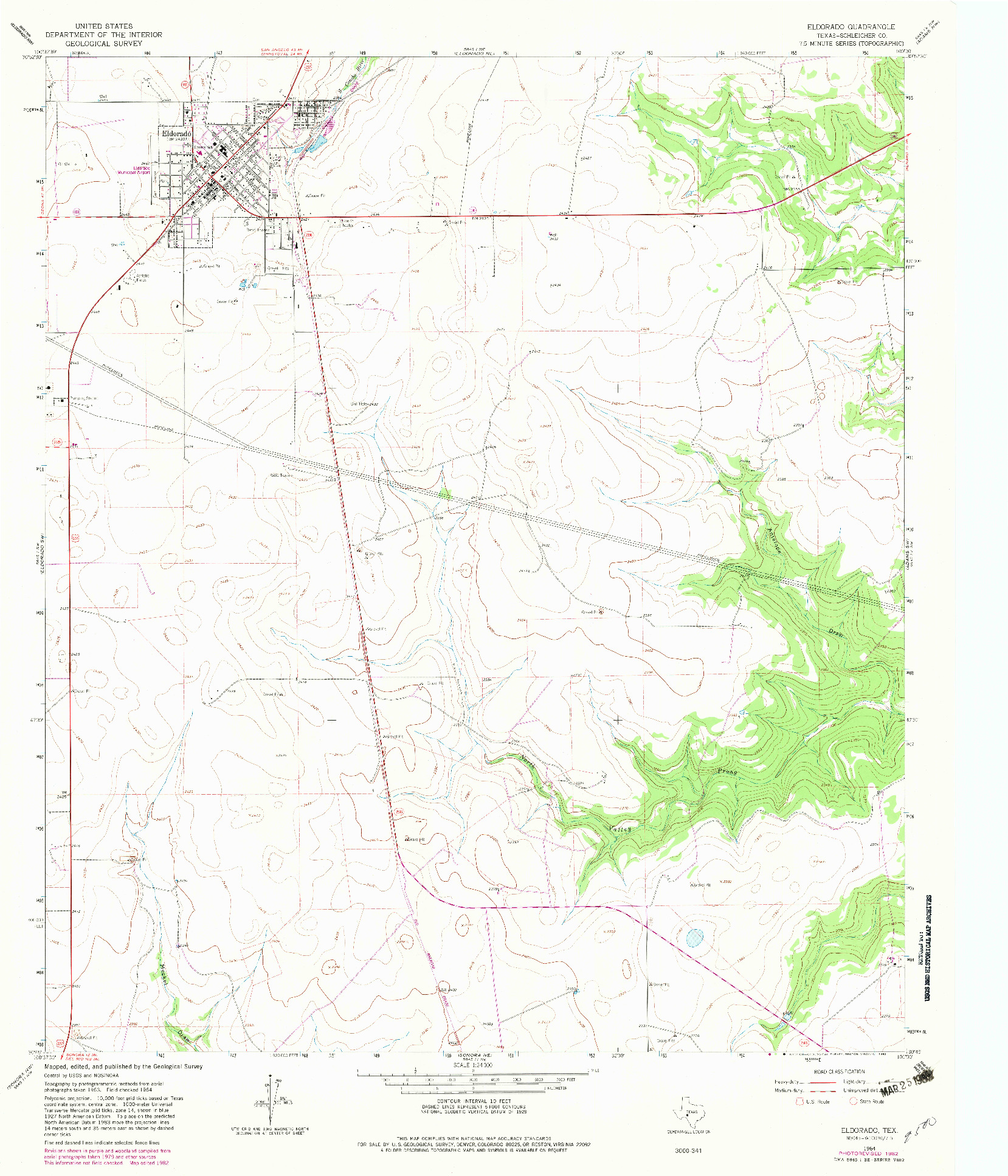 USGS 1:24000-SCALE QUADRANGLE FOR ELDORADO, TX 1964