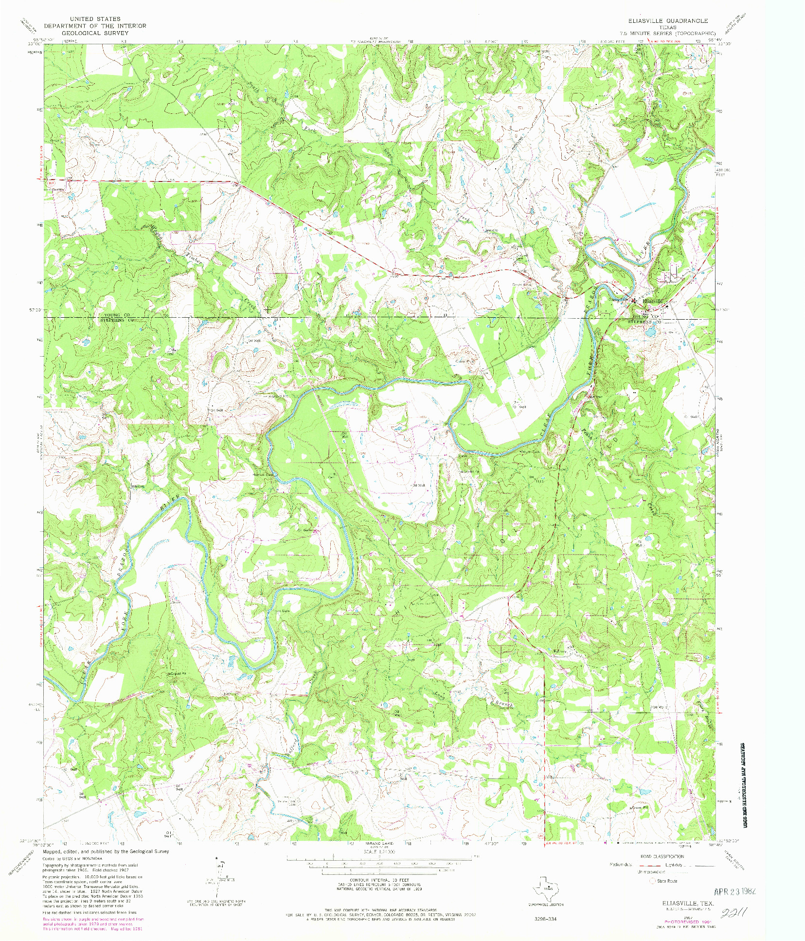 USGS 1:24000-SCALE QUADRANGLE FOR ELIASVILLE, TX 1967