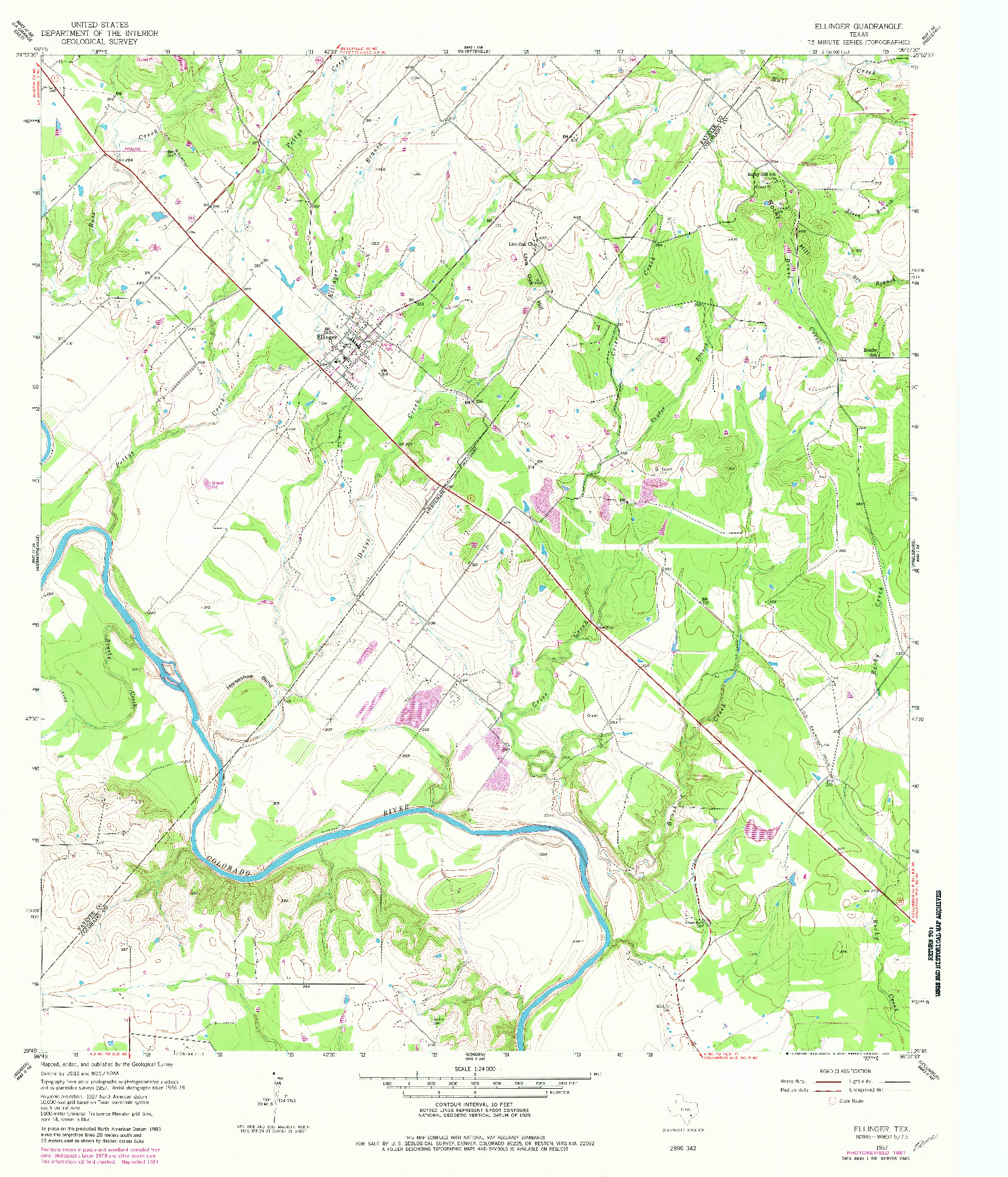 USGS 1:24000-SCALE QUADRANGLE FOR ELLINGER, TX 1957