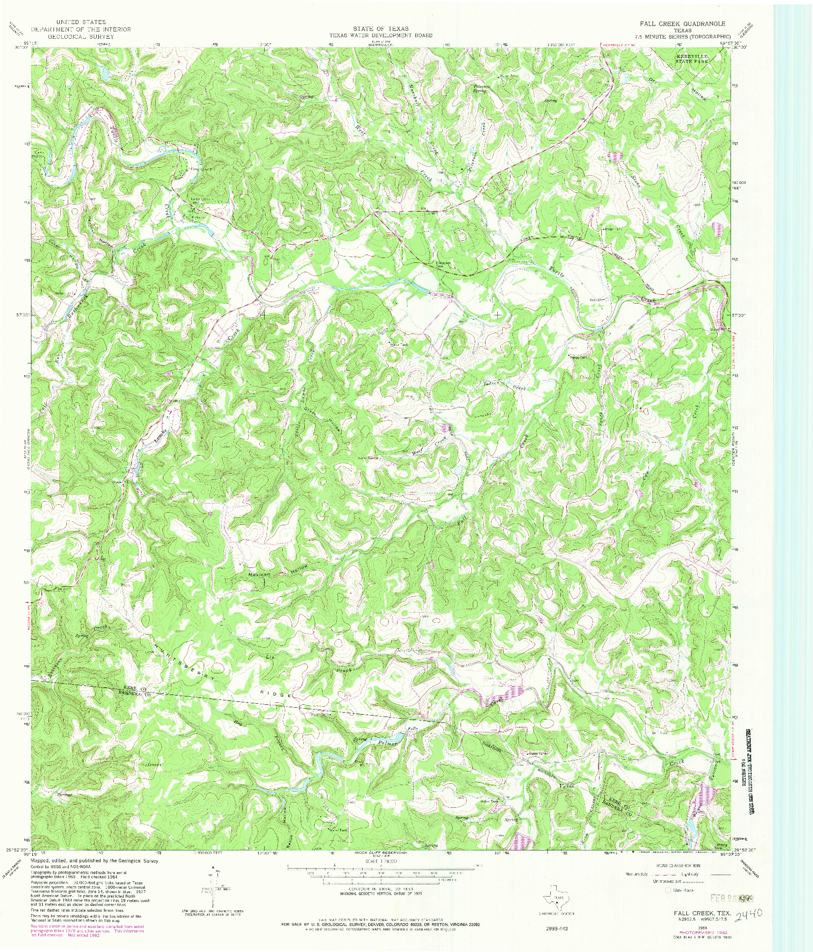 USGS 1:24000-SCALE QUADRANGLE FOR FALL CREEK, TX 1964