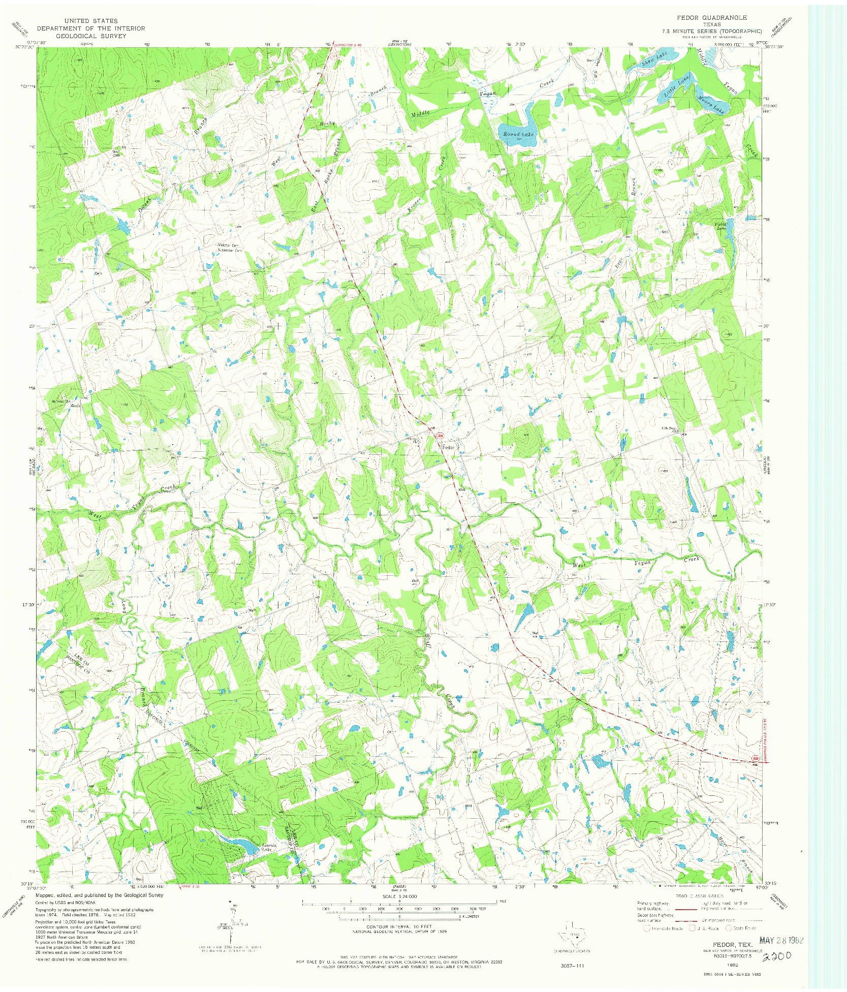 USGS 1:24000-SCALE QUADRANGLE FOR FEDOR, TX 1982