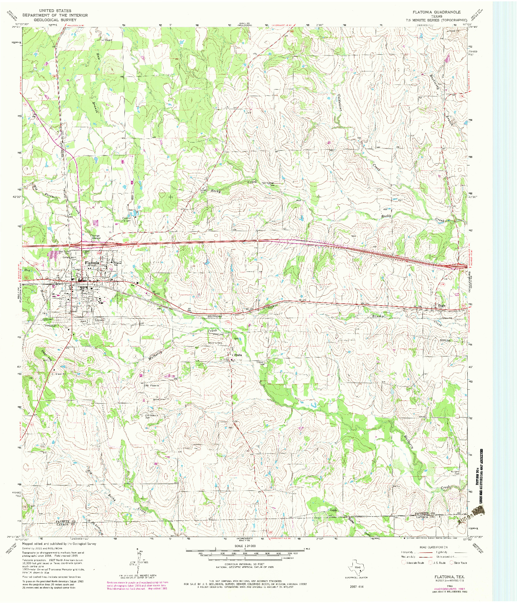USGS 1:24000-SCALE QUADRANGLE FOR FLATONIA, TX 1965