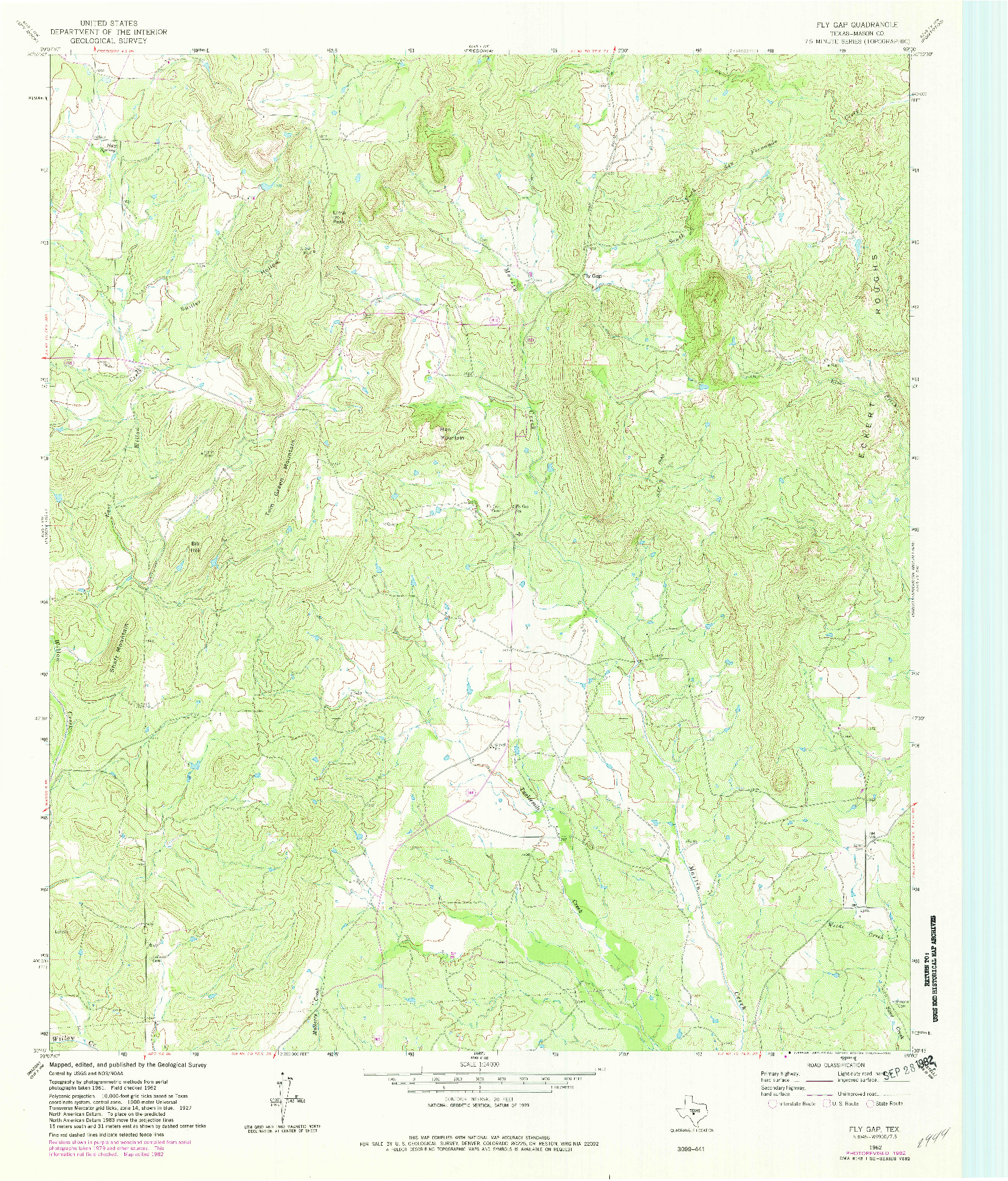 USGS 1:24000-SCALE QUADRANGLE FOR FLY GAP, TX 1962