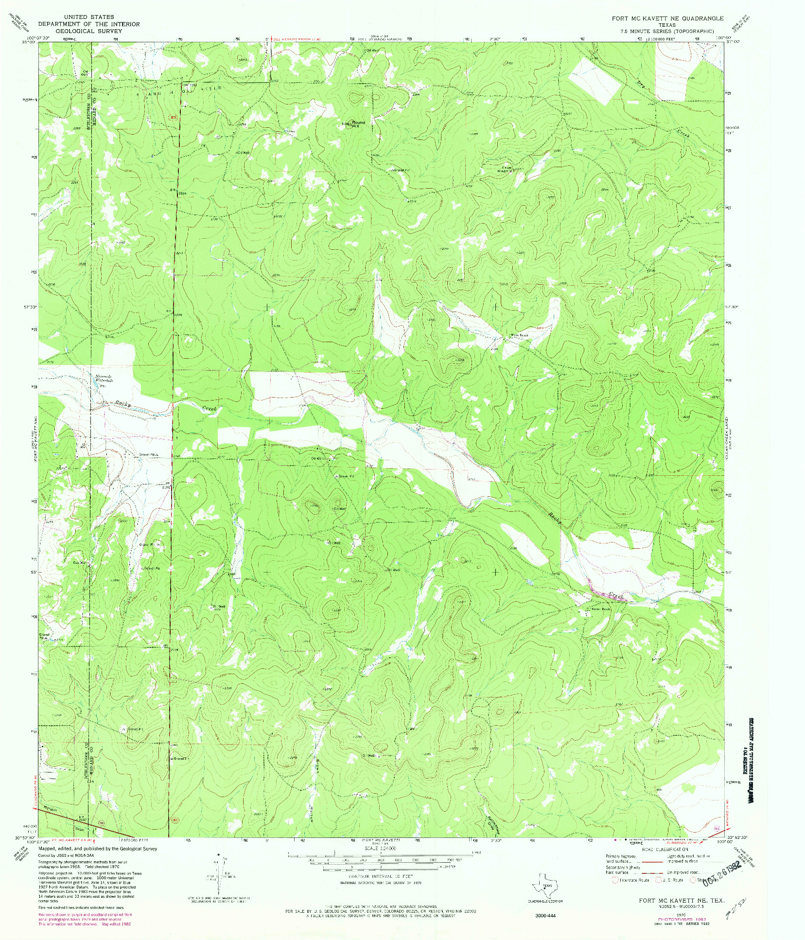 USGS 1:24000-SCALE QUADRANGLE FOR FORT MCKAVETT NE, TX 1970