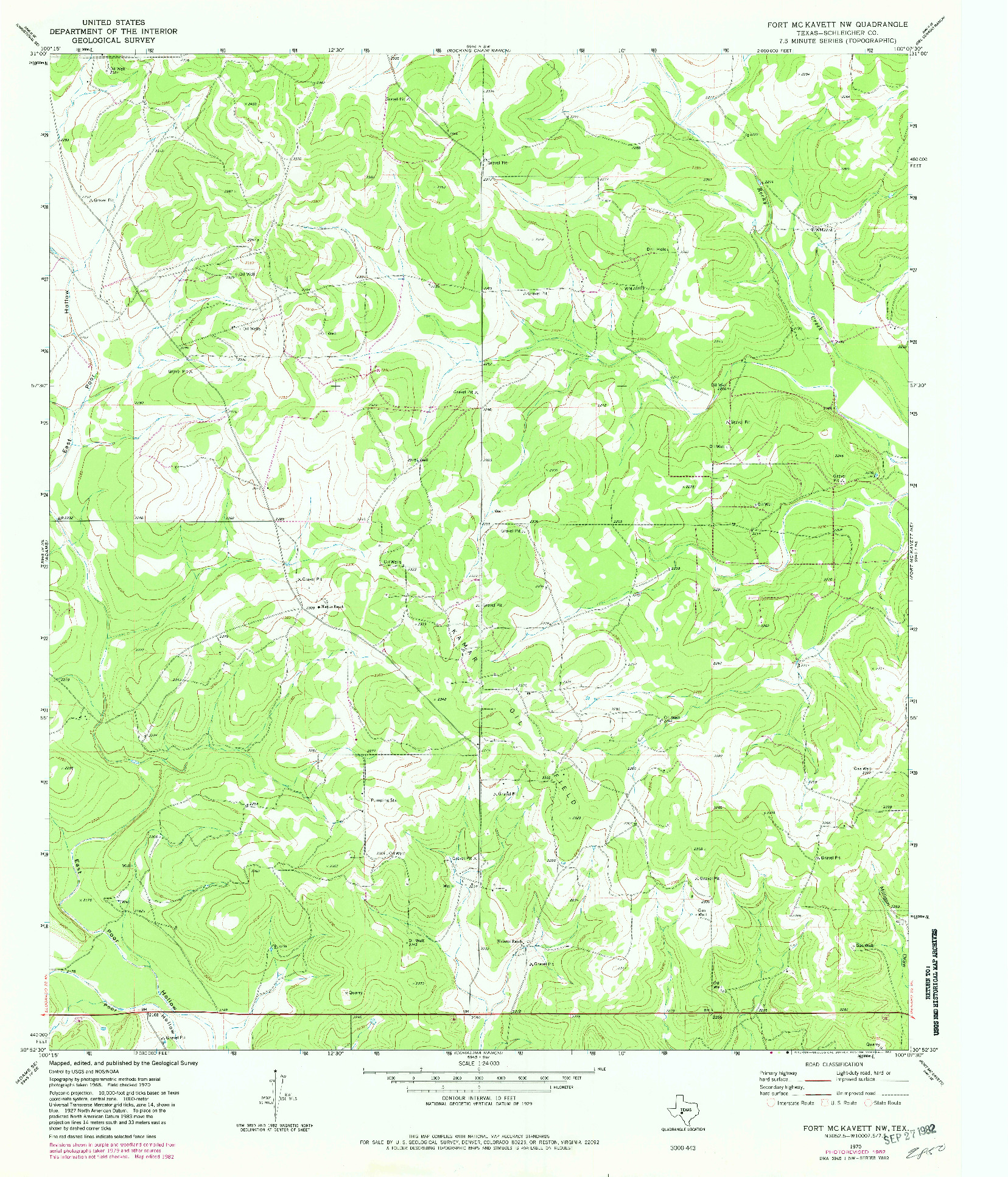 USGS 1:24000-SCALE QUADRANGLE FOR FORT MCKAVETT NW, TX 1970