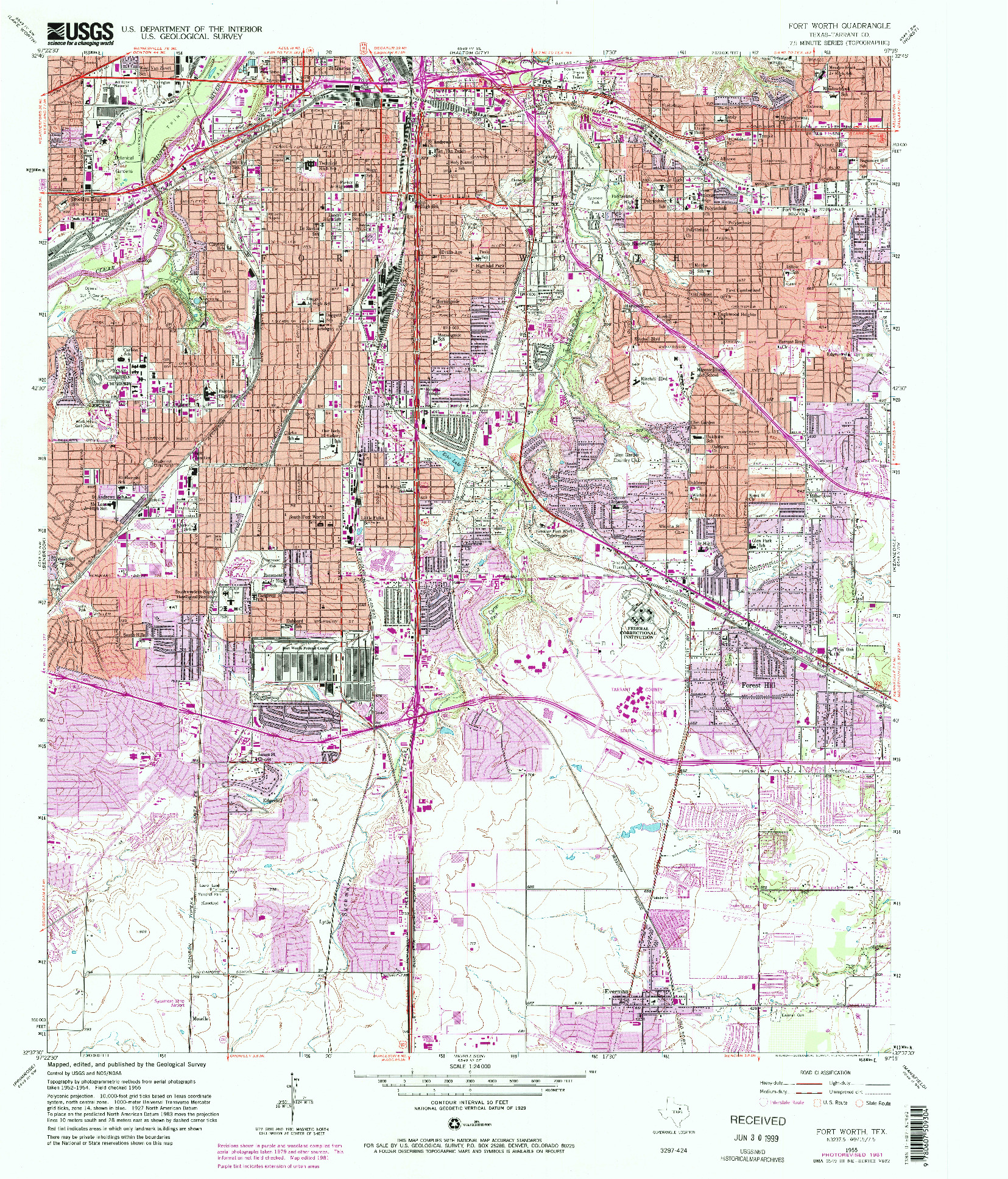 USGS 1:24000-SCALE QUADRANGLE FOR FORT WORTH, TX 1955