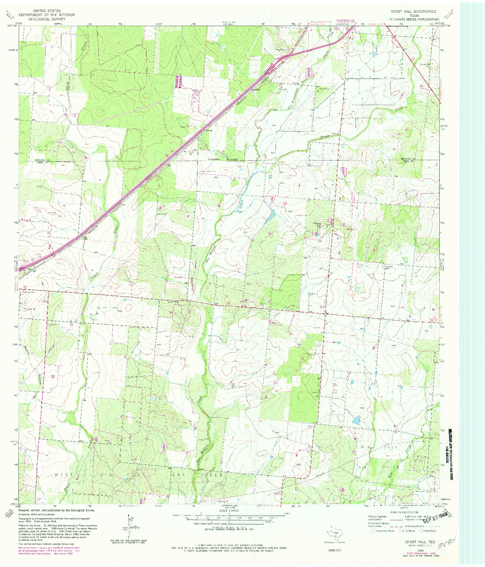 USGS 1:24000-SCALE QUADRANGLE FOR GHOST HILL, TX 1964