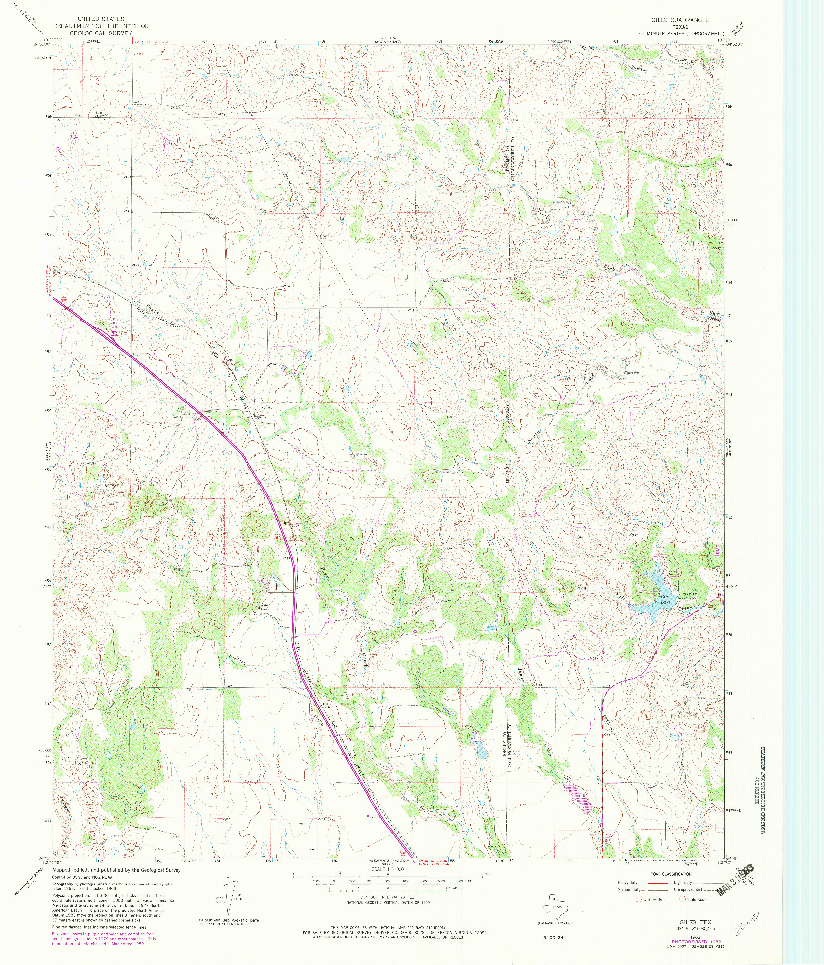 USGS 1:24000-SCALE QUADRANGLE FOR GILES, TX 1963