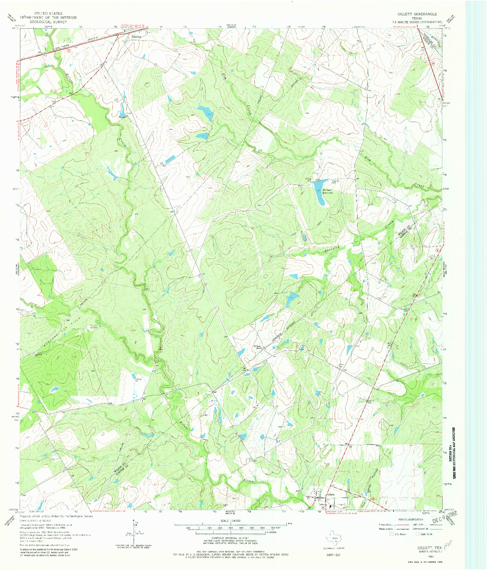 USGS 1:24000-SCALE QUADRANGLE FOR GILLETT, TX 1961