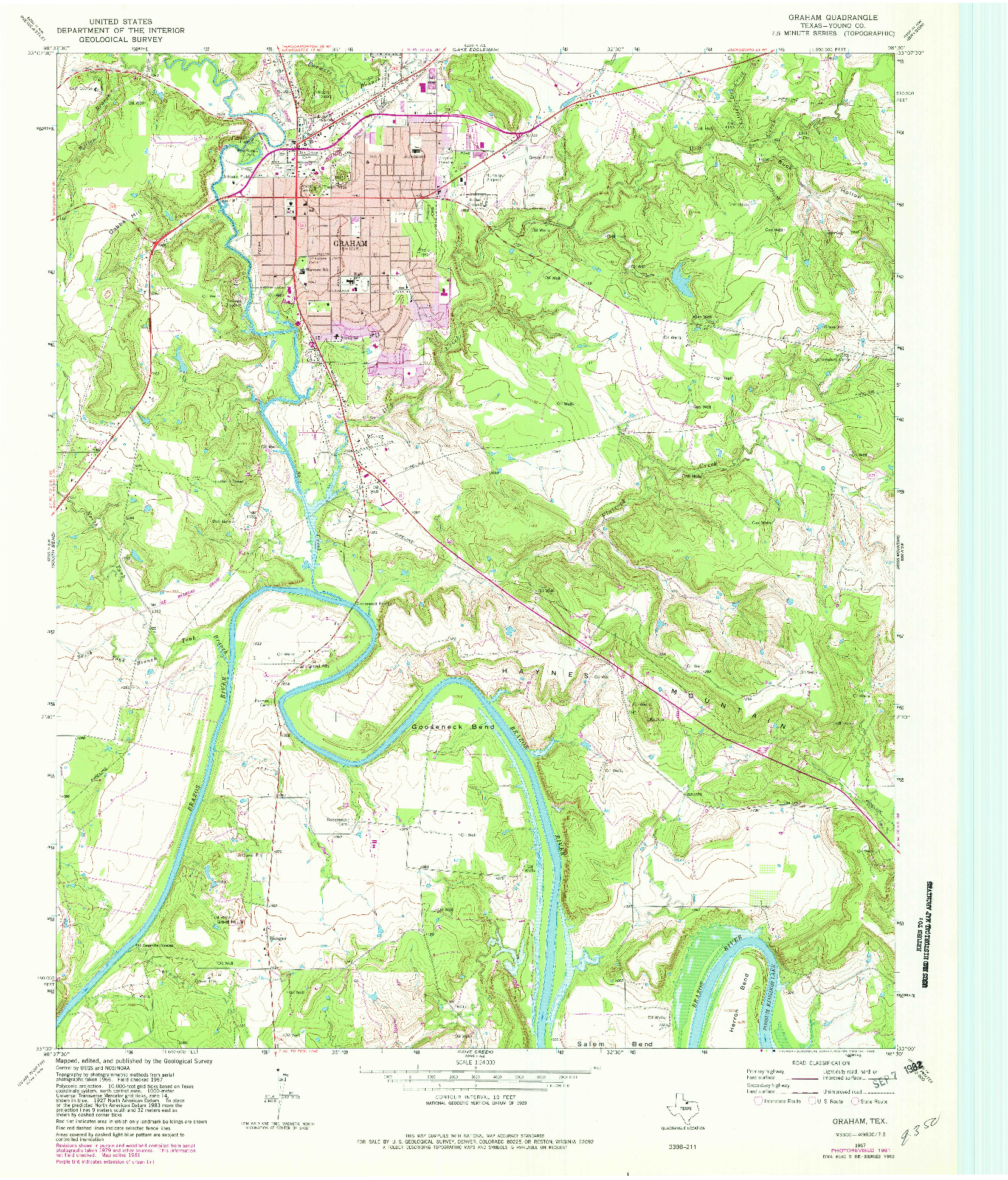 USGS 1:24000-SCALE QUADRANGLE FOR GRAHAM, TX 1967